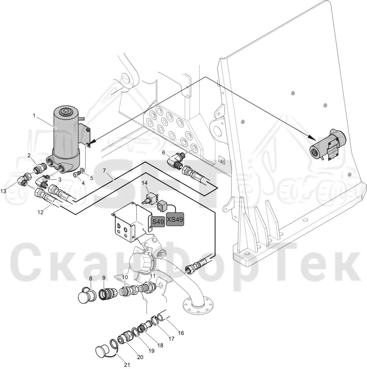 Схема: Komatsu / Лесозаготовительные машины / 951 S/N 9510004367- / Каталог запасных частей / Гидравлика / Заполнение маслом / Заправка масла электрическим насосом