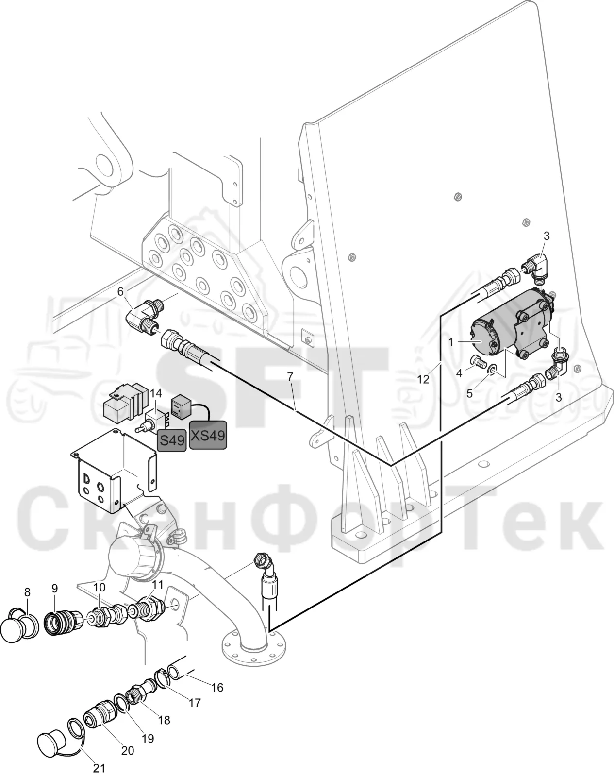 Схема: Komatsu / Лесозаготовительные машины / 951 S/N 9510004367- / Каталог запасных частей / Гидравлика / Заполнение маслом / Заправка масла электрическим насосом 9510004531-