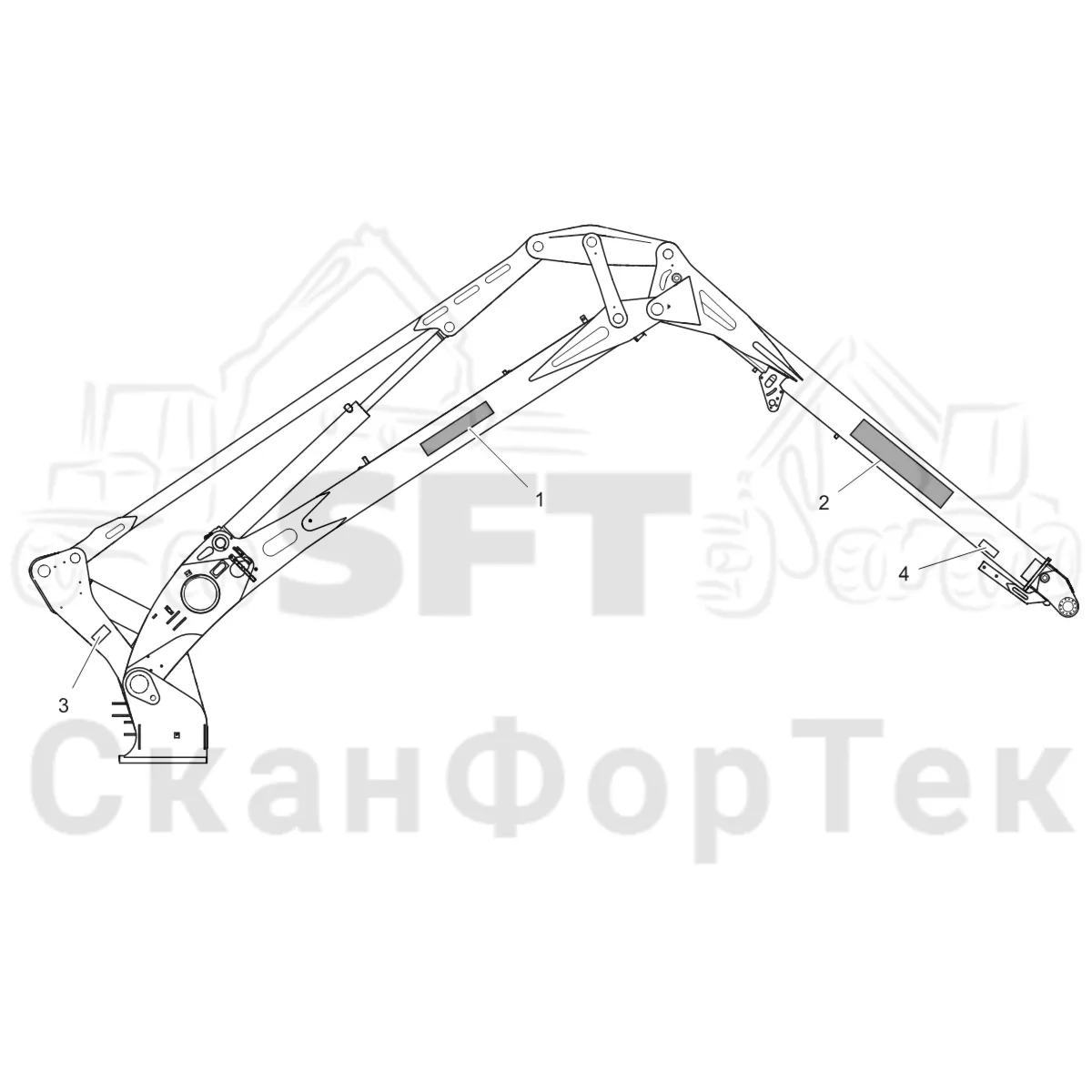 Схема: Komatsu / Лесозаготовительные машины / 931 S/N 9310021067- / Каталог запасных частей / Подъемный кран 230H / Основная стрела / Комплект бирок