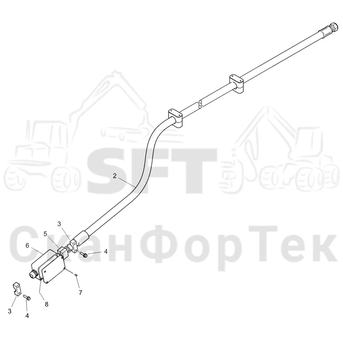 Схема: Komatsu / Лесозаготовительные машины / 951 S/N 9510004367- / Каталог запасных частей / Подъемный кран 270H / Стрела, наружная / Комплект электрооборудования