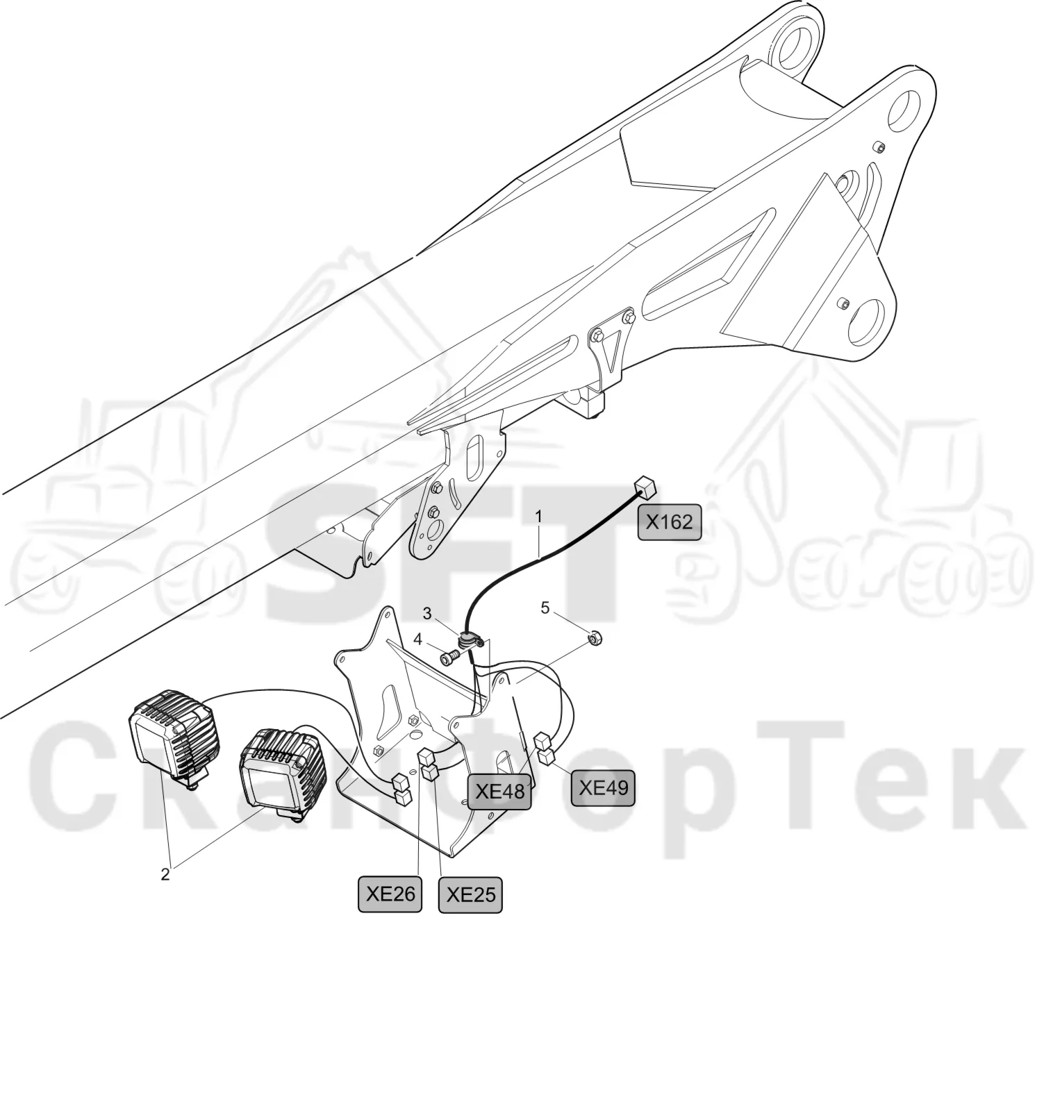 Схема: Komatsu / Лесозаготовительные машины / 911 S/N 9112062167- / Каталог запасных частей / Подъемный кран 230H / Рабочие лампы / Рабочие лампы LED