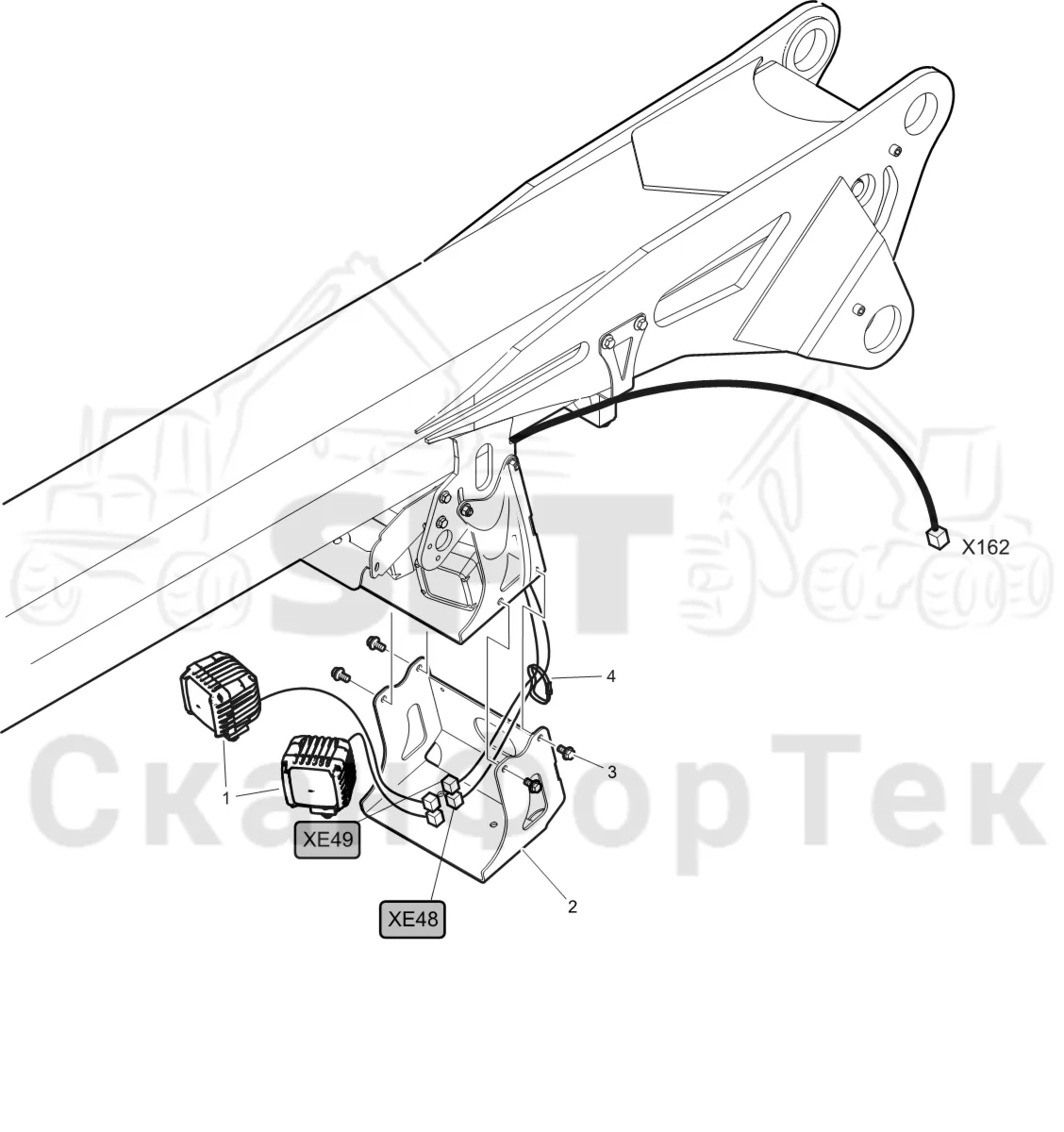 Схема: Komatsu / Лесозаготовительные машины / 911 S/N 9112062167- / Каталог запасных частей / Подъемный кран 230H / Рабочие лампы / Рабочие лампы LED