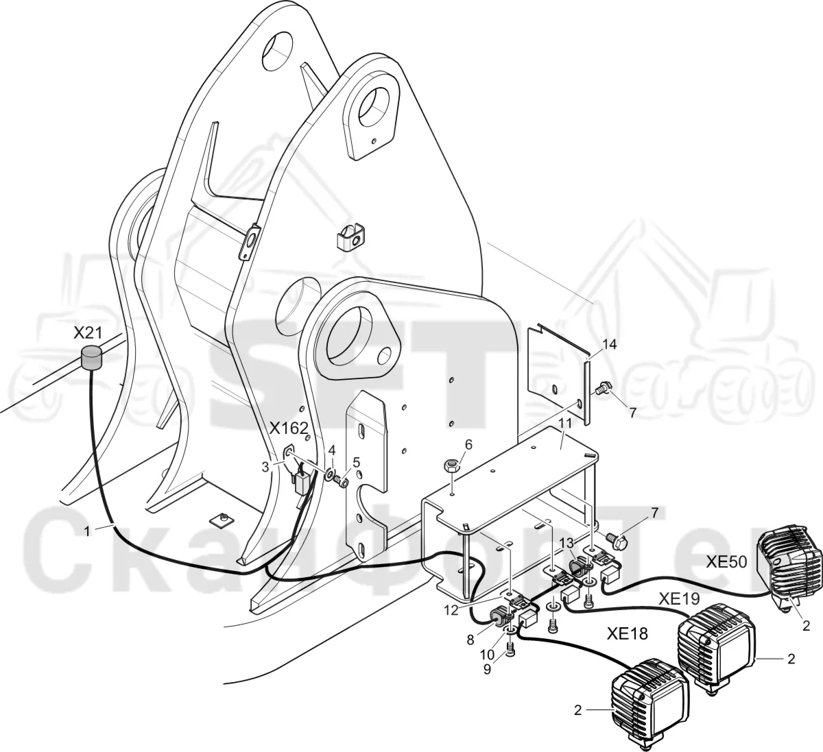 Схема: Komatsu / Лесозаготовительные машины / 951 S/N 9510004367- / Каталог запасных частей / Подъемный кран 270H / Рабочие лампы / Рабочие лампы LED