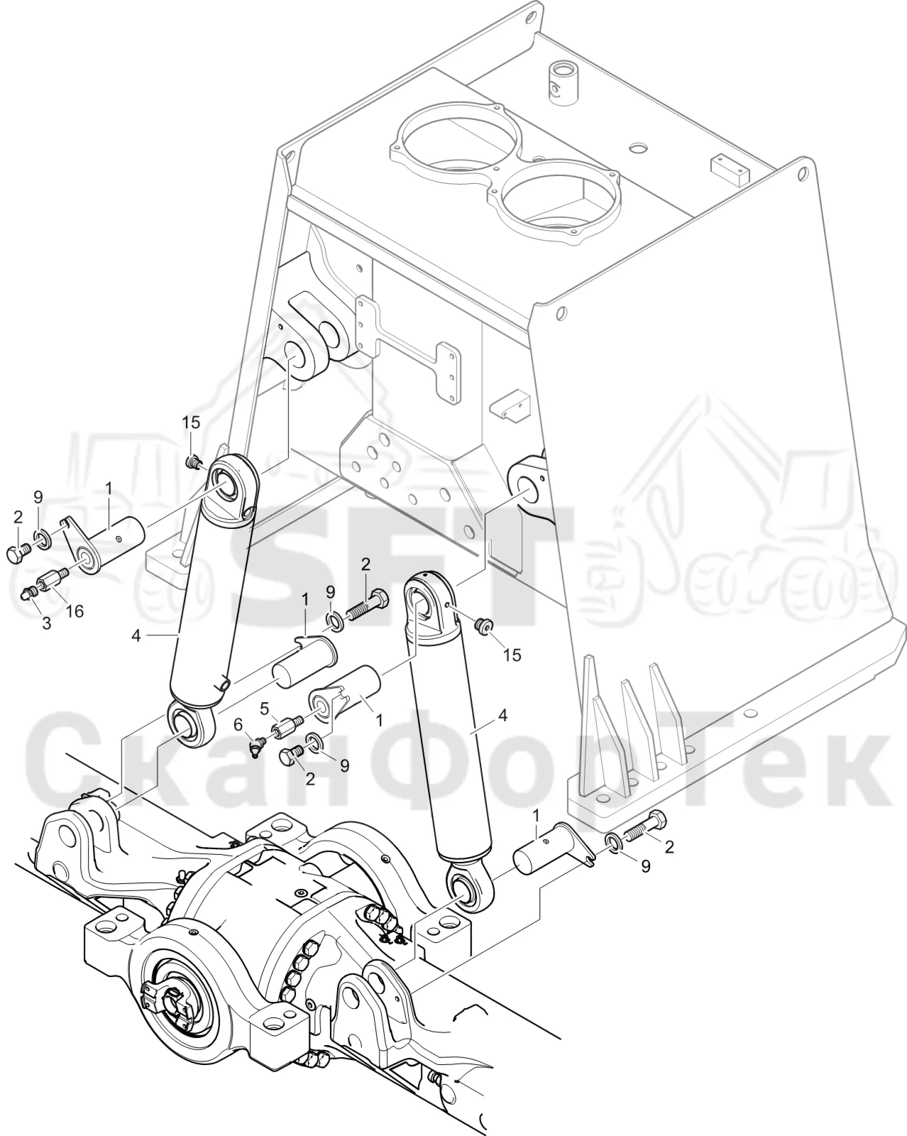 Схема: Komatsu / Лесозаготовительные машины / 931 S/N 9310021067- / Каталог запасных частей / шасси / Стабилизация / Механизмы стабилизации
