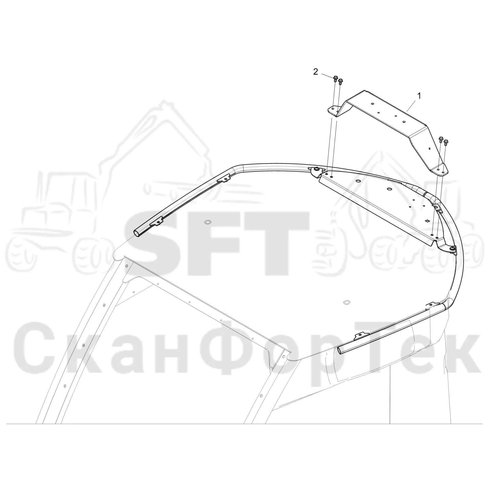 Схема: Komatsu / Лесозаготовительные машины / 911 S/N 9110062167- / Каталог запасных частей / Кабина / Кабина / Рабочие лампы, галогеновые / защита