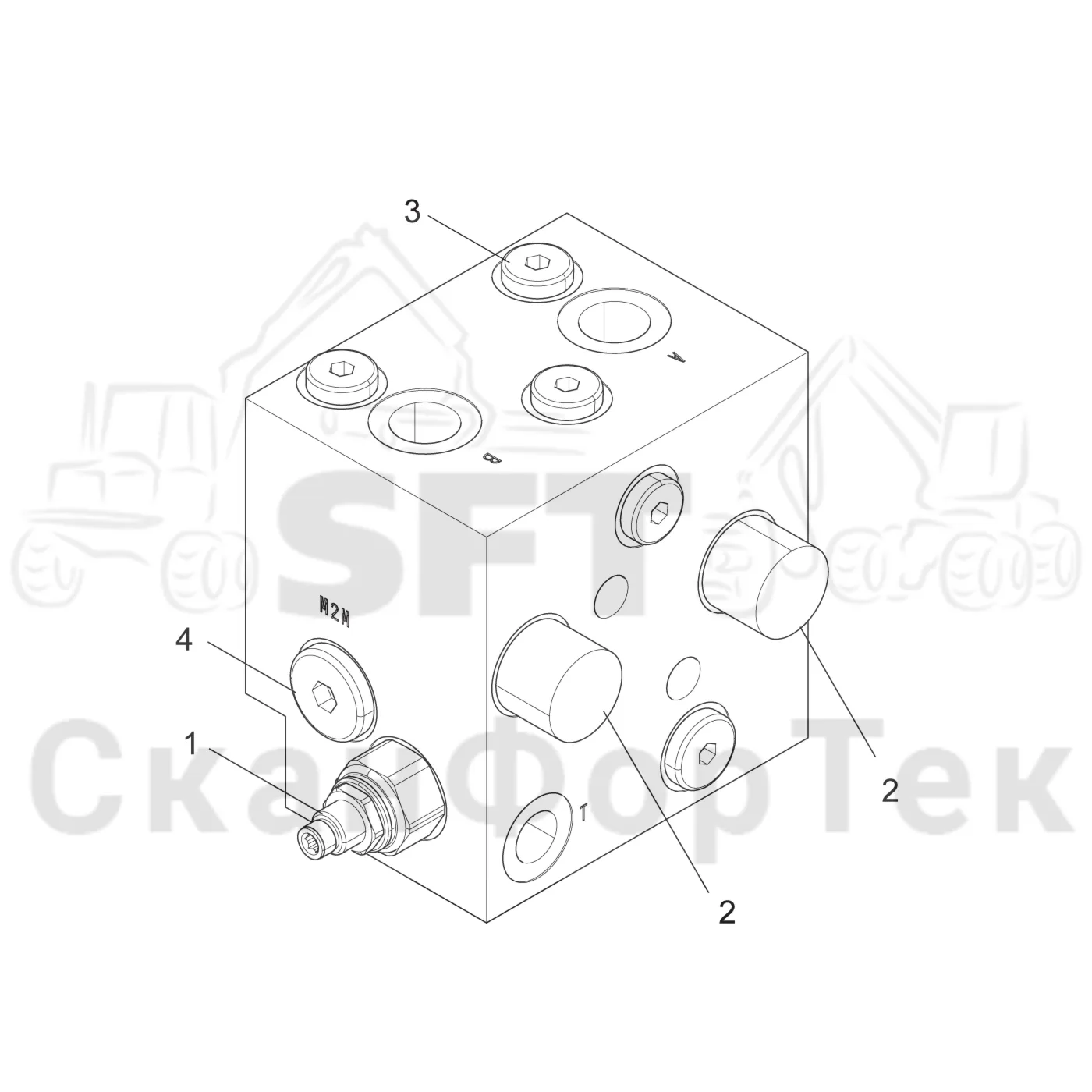 Схема: Komatsu / Лесозаготовительные машины / 911 S/N 9110062167- / Каталог запасных частей / Подъемный кран 200H / Кабина, гидравлика устройства поворота / Блок
