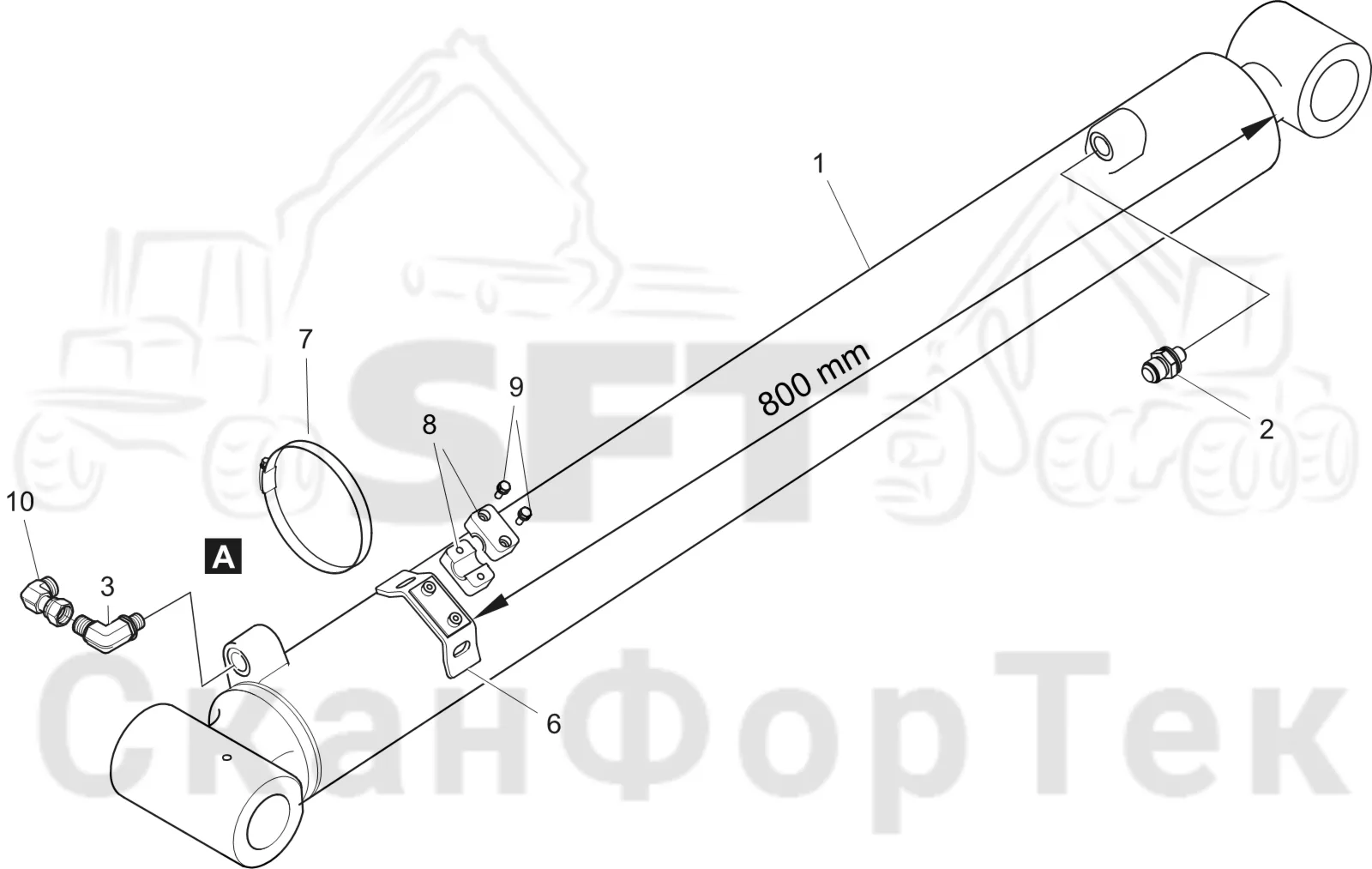 Схема: Komatsu / Лесозаготовительные машины / 901 S/N 9010053267- / Каталог запасных частей / Подъемный кран 200H / Основная стрела / Паралельный цилиндр. Гидравлическая система