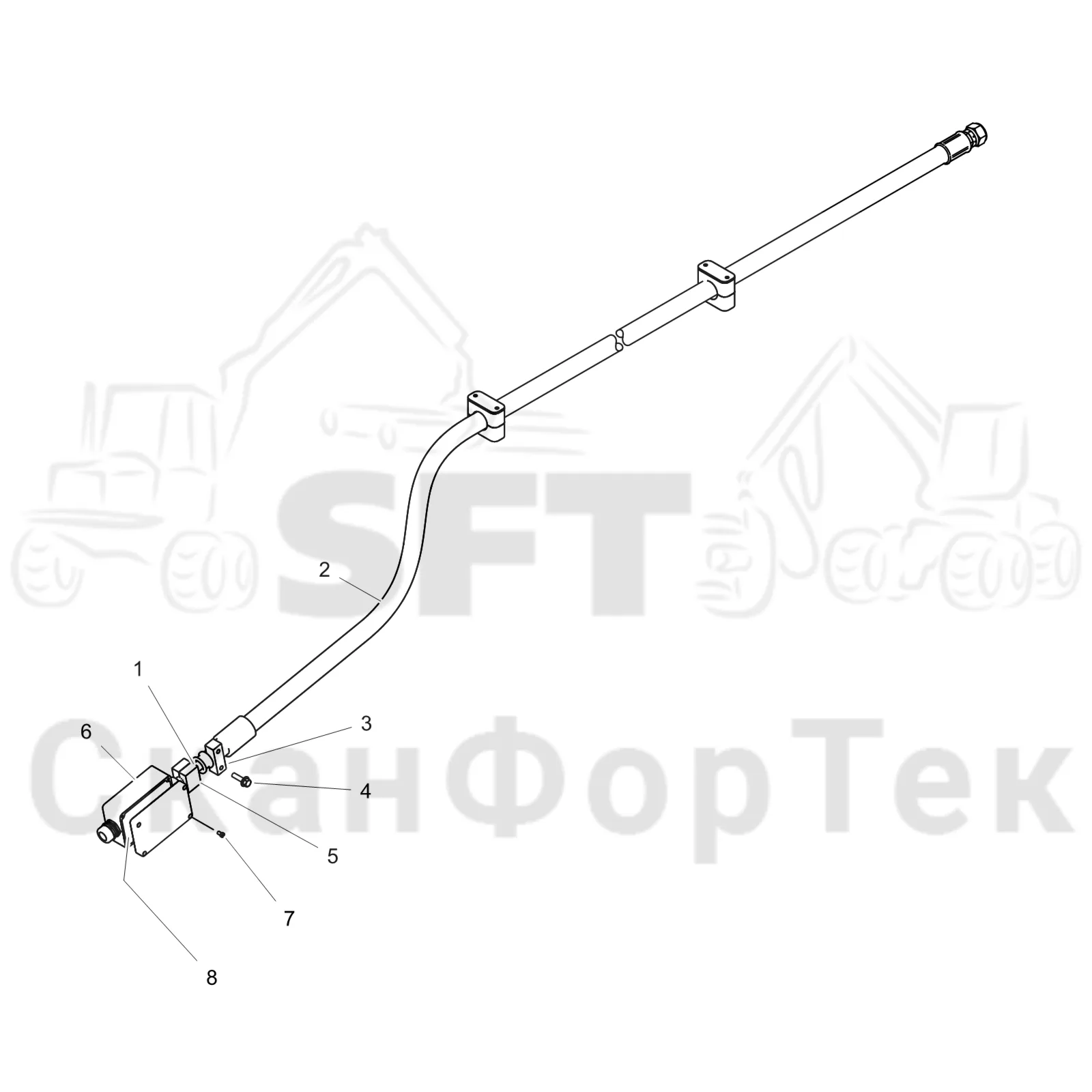 Схема: Komatsu / Лесозаготовительные машины / 931 S/N 9310021067- / Каталог запасных частей / Подъемный кран 230H / Стрела, наружная / Комплект электрооборудования