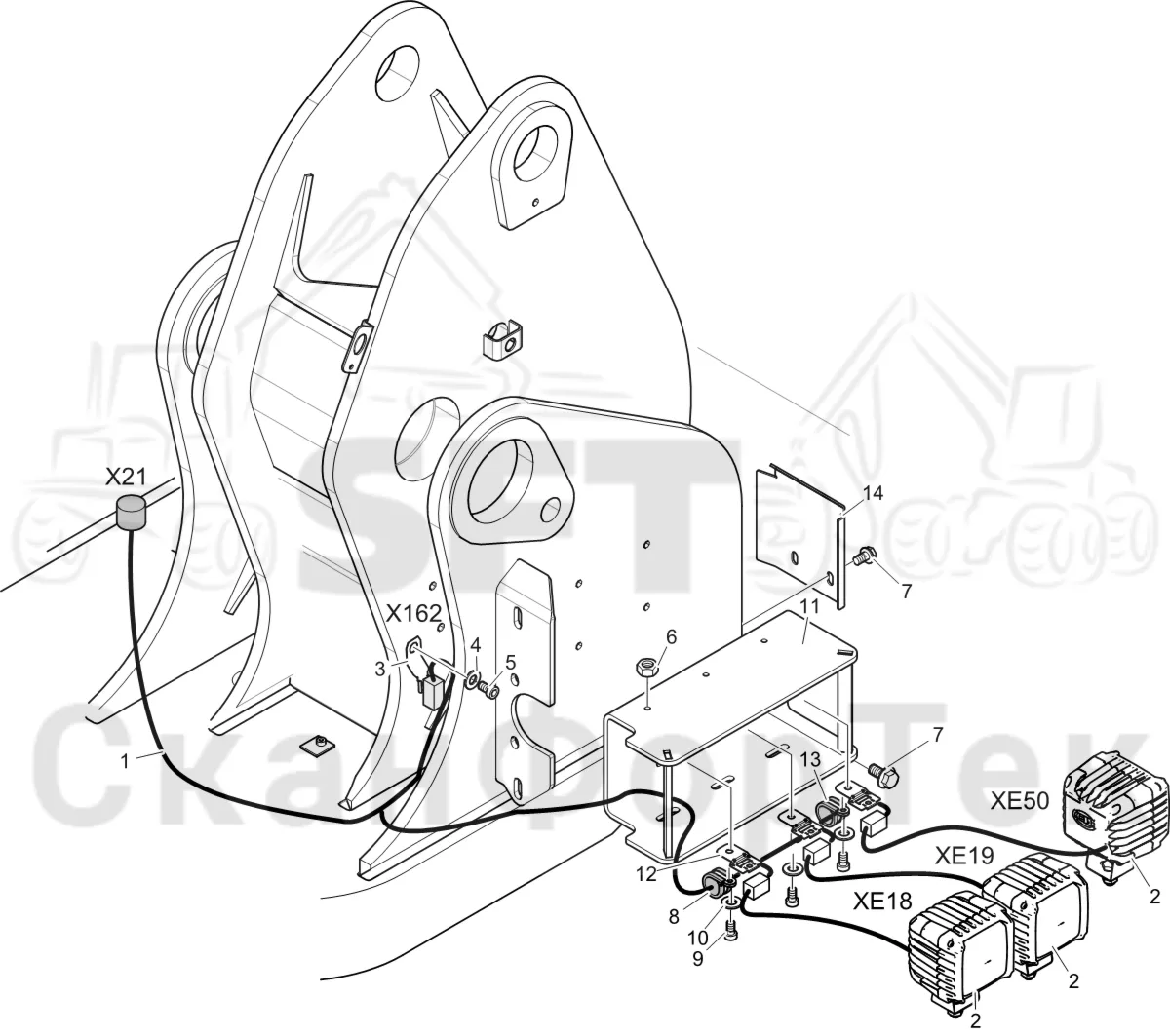 Схема: Komatsu / Лесозаготовительные машины / 901 S/N 9010053267- / Каталог запасных частей / Подъемный кран 200H / Рабочие лампы / Рабочие лампы LED