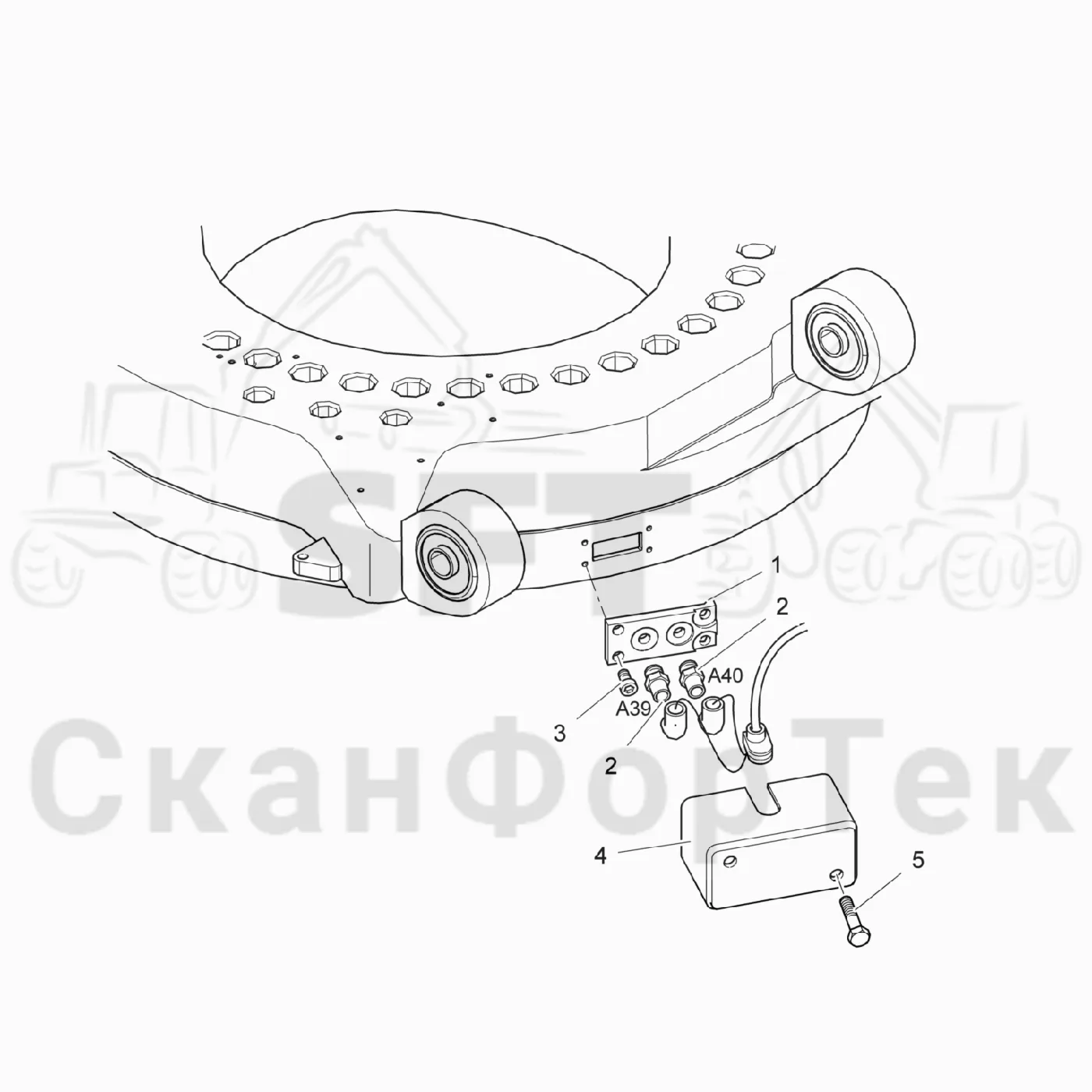 Схема: Komatsu / Лесозаготовительные машины / 931.1 / Каталог запасных частей / Подъемный кран / Датчик поворотного оборудования кабины