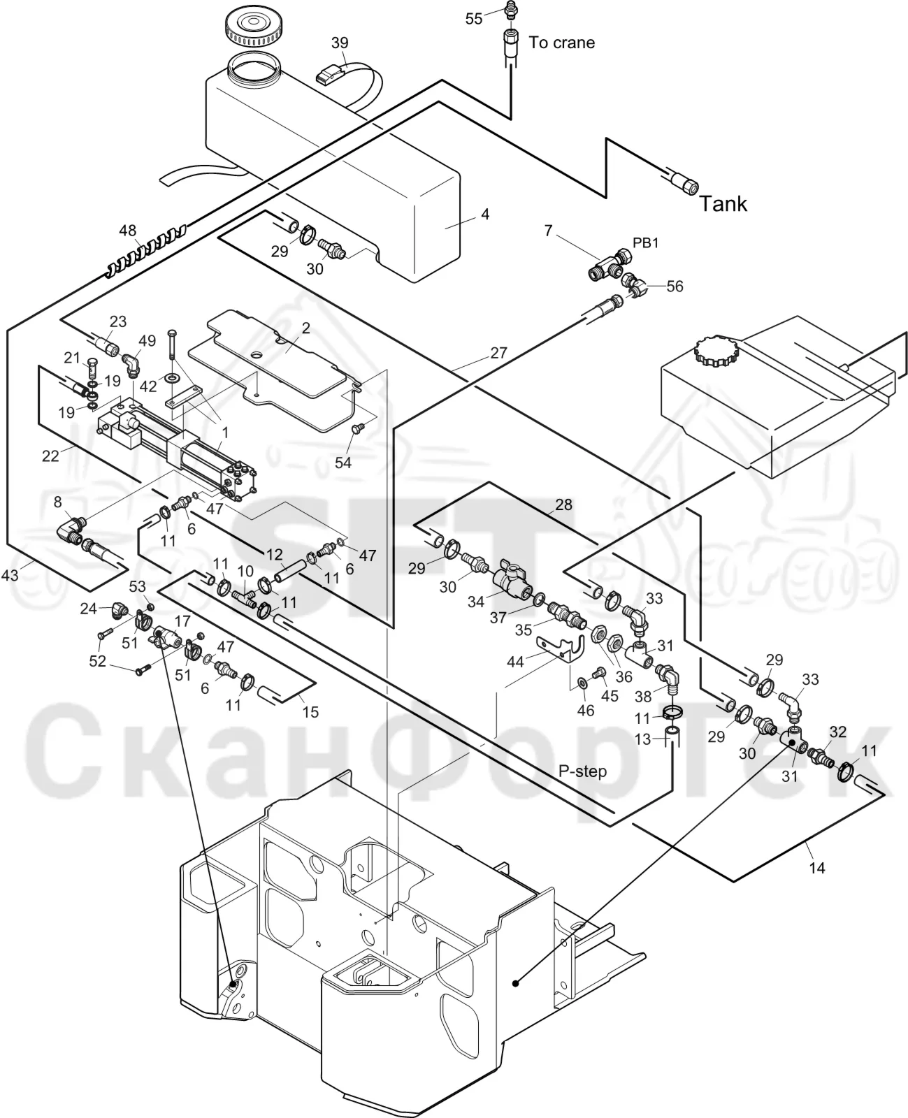 Схема: Komatsu / Лесозаготовительные машины / 901 S/N 9010053267- / Каталог запасных частей / Лесозаготовительное оборудование / Лесозаготовительное оборудование / Корчевка пней Гидравлика
