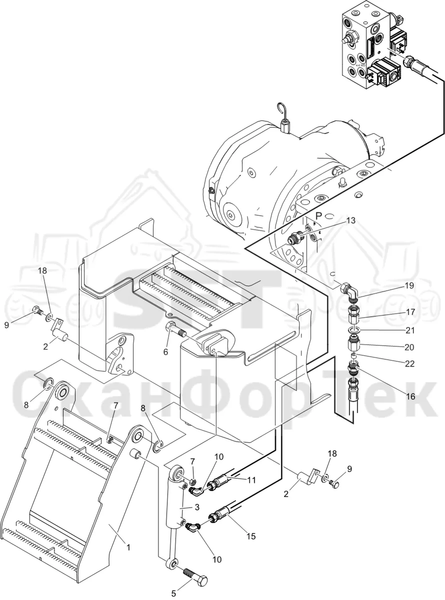 Схема: Komatsu / Лесозаготовительные машины / 931 S/N 9310021067- / Каталог запасных частей / шасси / Ступени / Ступень передняя