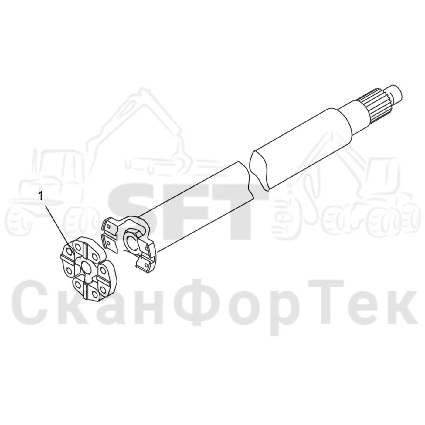 Схема: Komatsu / Лесозаготовительные машины / 931 S/N 9310021067- / Каталог запасных частей / Коробка передач / Карданная передача / Карданный вал