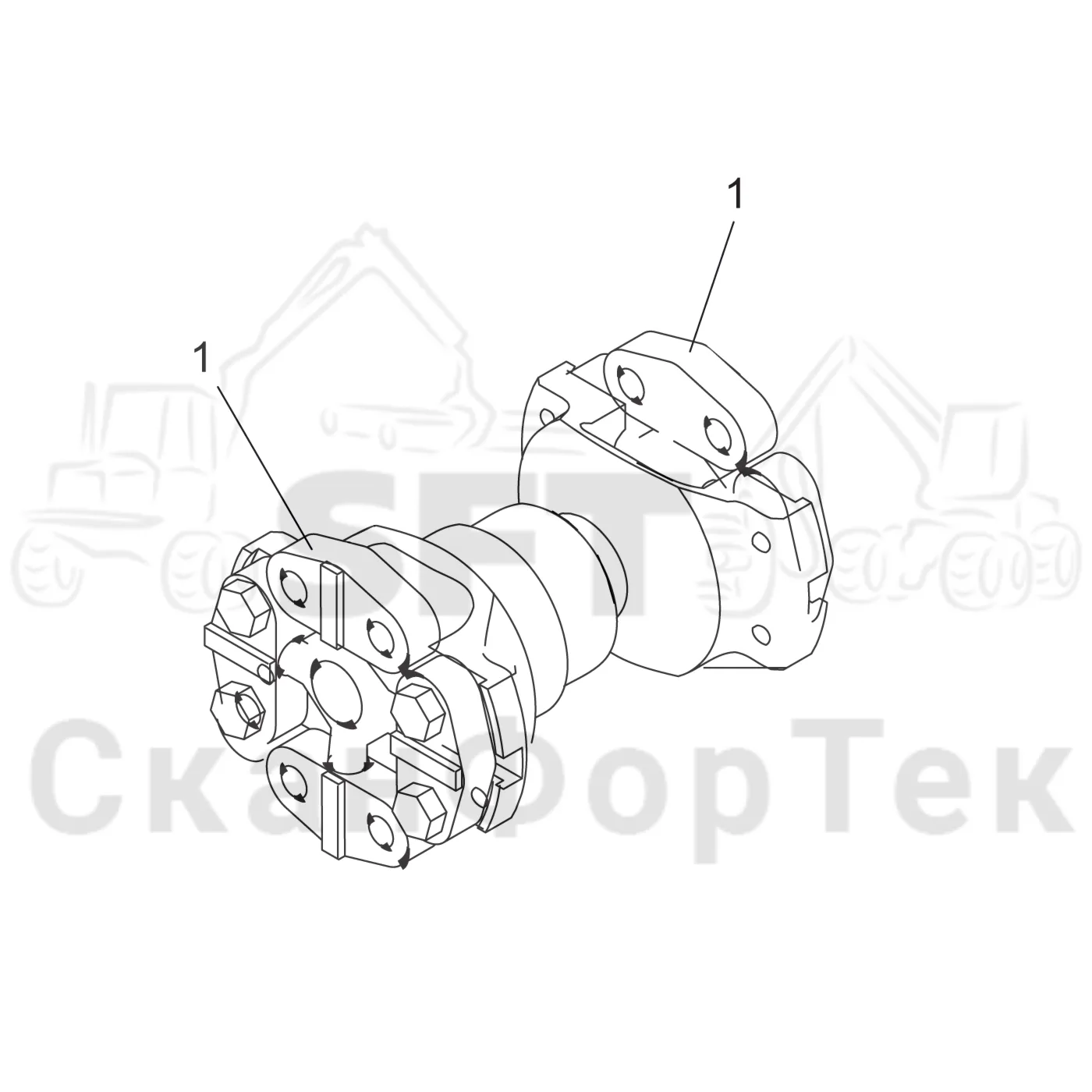 Схема: Komatsu / Лесозаготовительные машины / 911 S/N 9112062167- / Каталог запасных частей / Коробка передач / Карданная передача / Карданный вал
