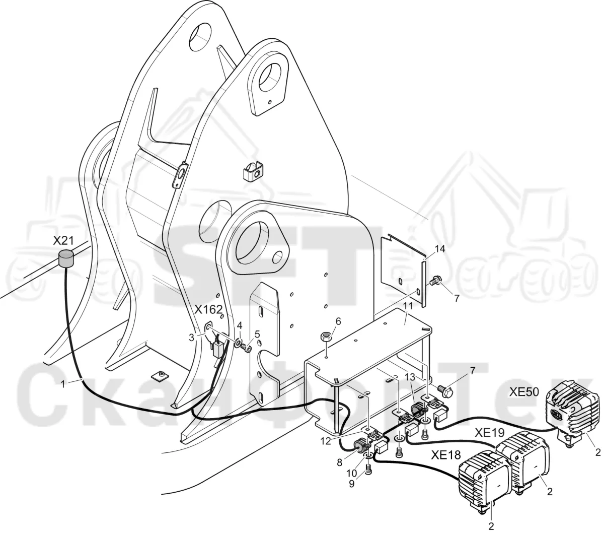 Схема: Komatsu / Лесозаготовительные машины / 911 S/N 9112062167- / Каталог запасных частей / Подъемный кран 230H / Рабочие лампы / Рабочие лампы LED