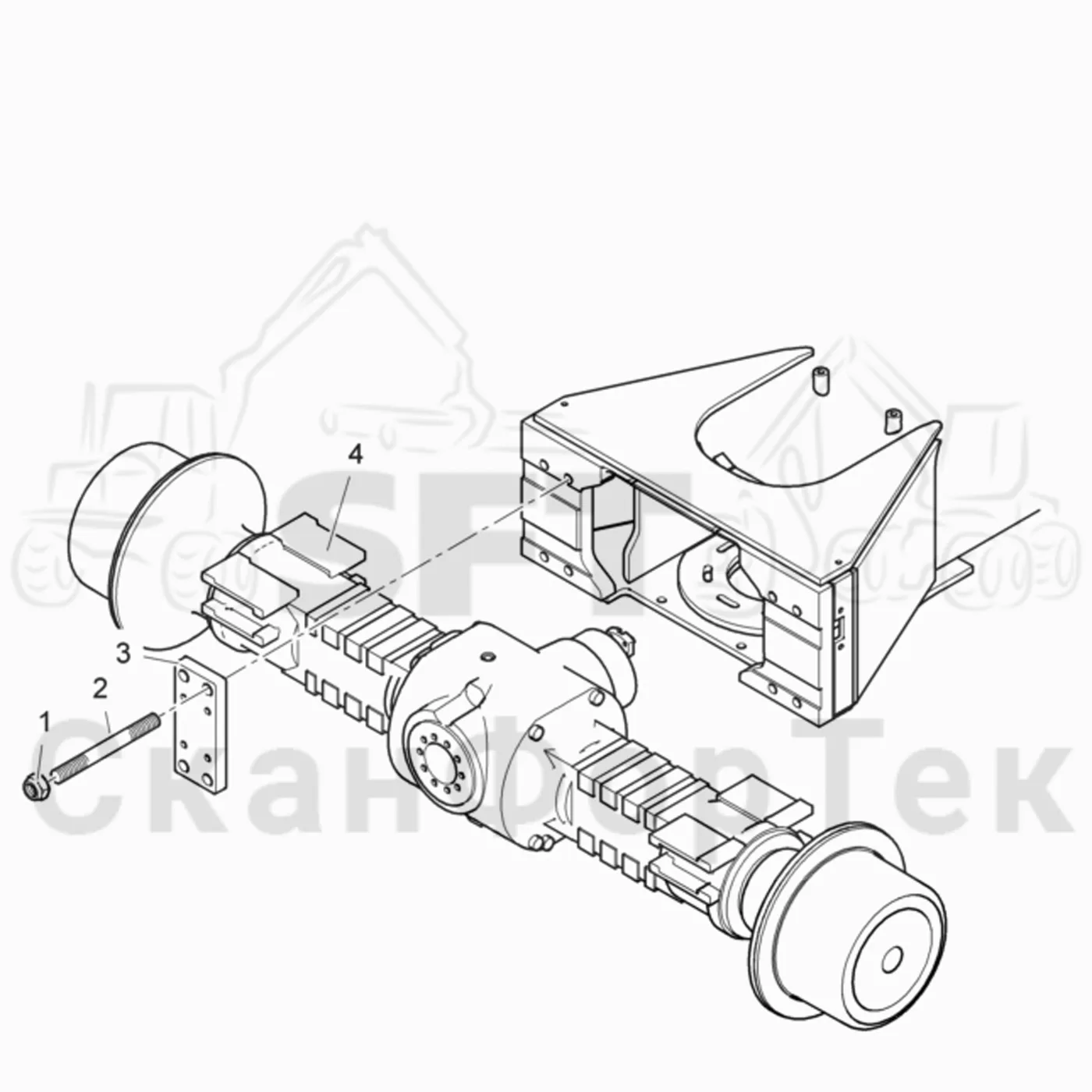 Схема: Komatsu / Лесозаготовительные машины / 901TX .1 / Каталог запасных частей / Коробка передач / Ось / Ось / Мост передний