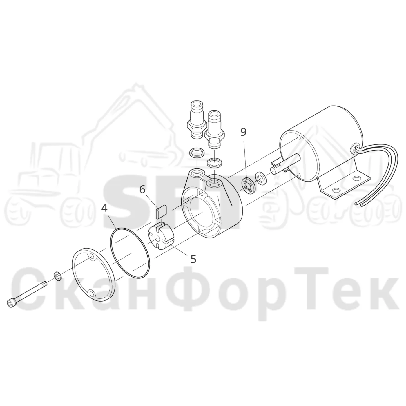 Схема: Valmet / Лесозаготовительные машины / Valmet 901.3 / Valmet 901.3 Ch. 311191- / Valmet 901.3 Ch. 311191- / Каталог запасных частей / Гидравлика / Заполнение маслом / Заправка масла электрическим насосом / Масляный насос