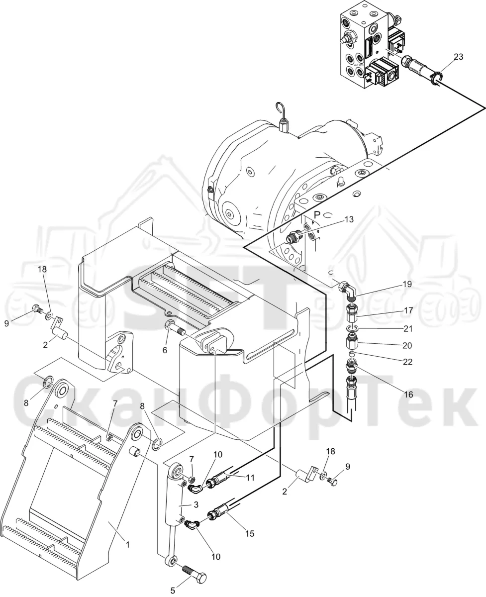 Схема: Komatsu / Лесозаготовительные машины / 931XC S/N 9313021208- / Каталог запасных частей / шасси / Ступени / Ступень передняя
