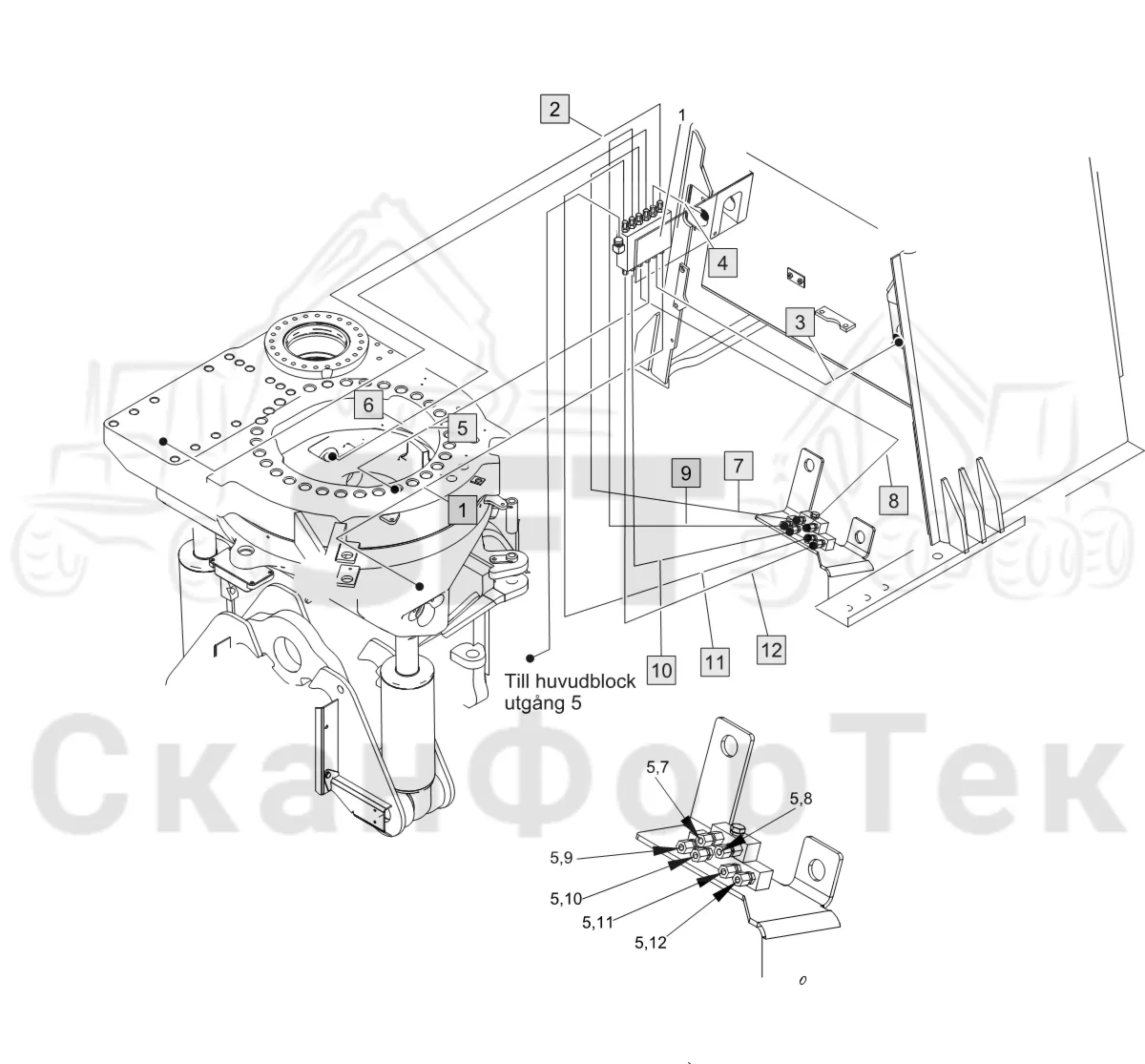 Схема: Komatsu / Лесозаготовительные машины / 931XC S/N 9313021208- / Каталог запасных частей / шасси / Центральная смазка / Смазка, шасси