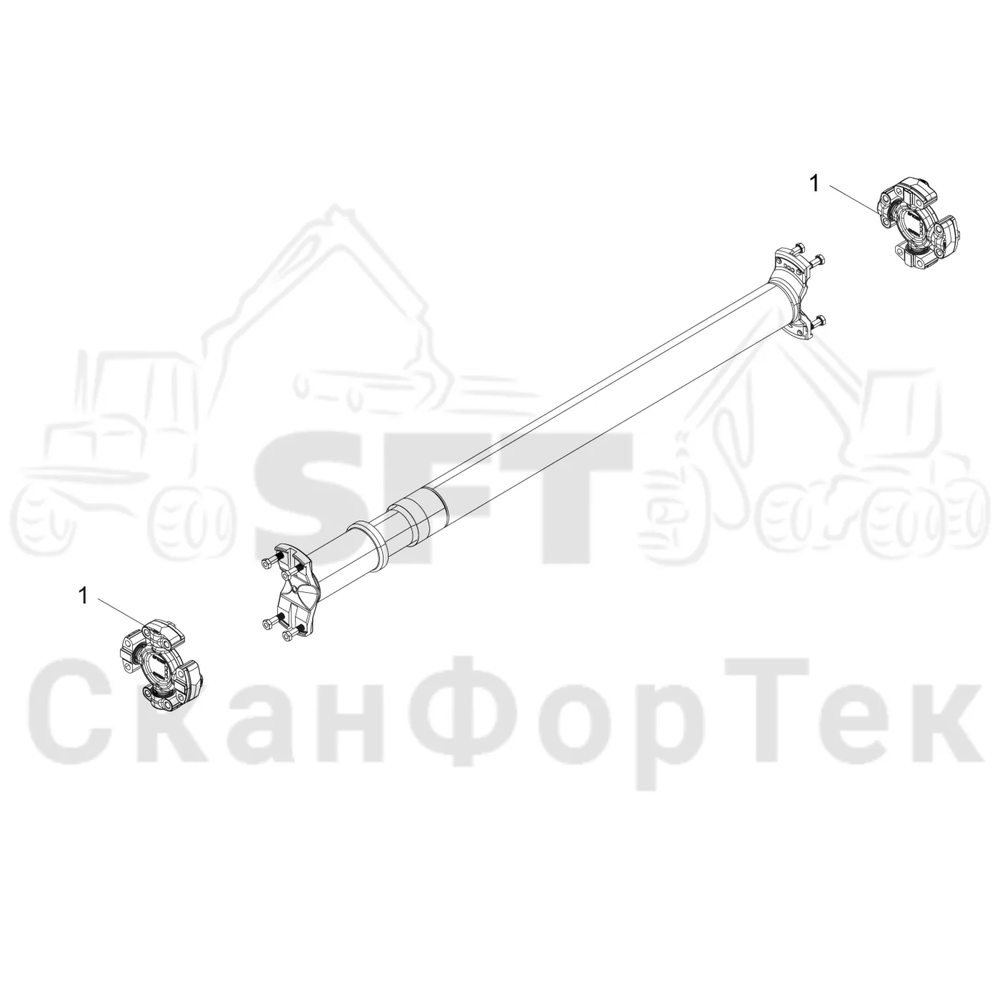 Схема: Komatsu / Форвардер / 845 / Каталог запасных частей / Коробка передач / Карданная передача / Карданная передача 0/0 / Карданный шарнир