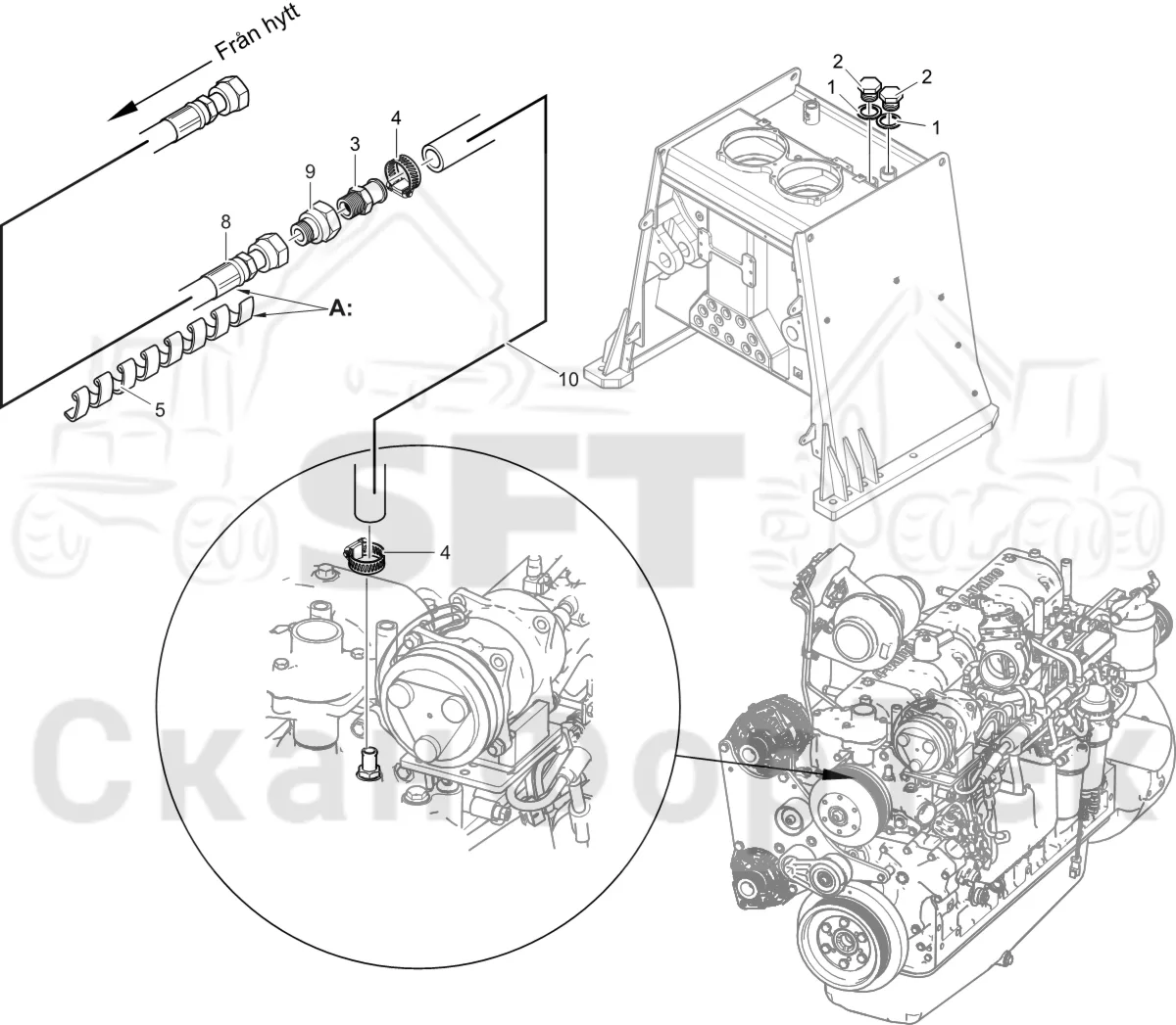 Схема: Komatsu / Лесозаготовительные машины / 931XC S/N 9313021208- / Каталог запасных частей / Кабина / Система обогрева и охлаждения / Обогревание кабины Без подогревателя гидравлического бака