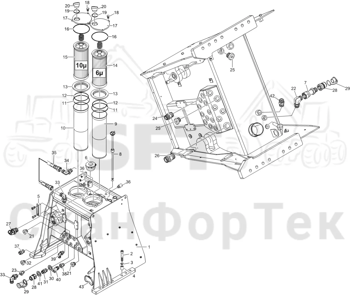Схема: Komatsu / Лесозаготовительные машины / 931XC S/N 9313021208- / Каталог запасных частей / Гидравлика / Бак гидравлики / Гидравлический бачок