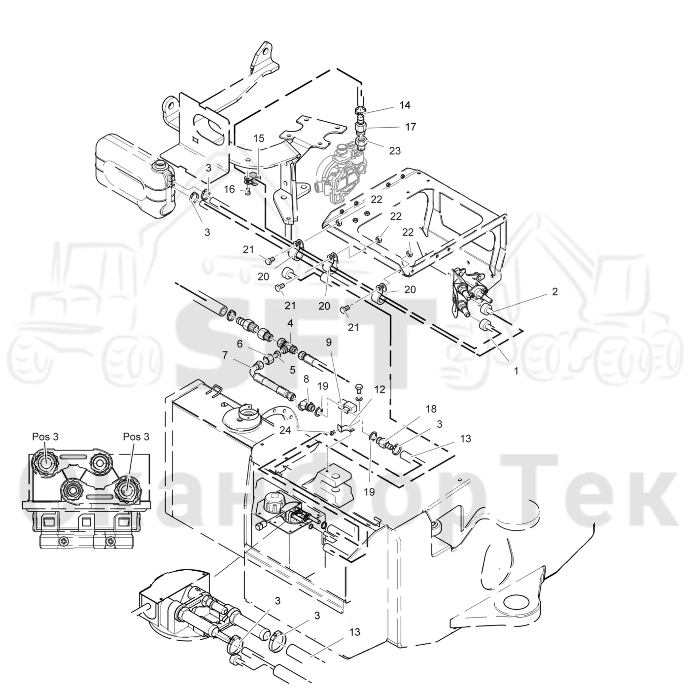 Схема: Komatsu / Лесозаготовительные машины / 901TX .1 / Каталог запасных частей / Двигатель / Stage 3 B/TIER 4 Interim / Система охлаждения / Система охлаждения DEF