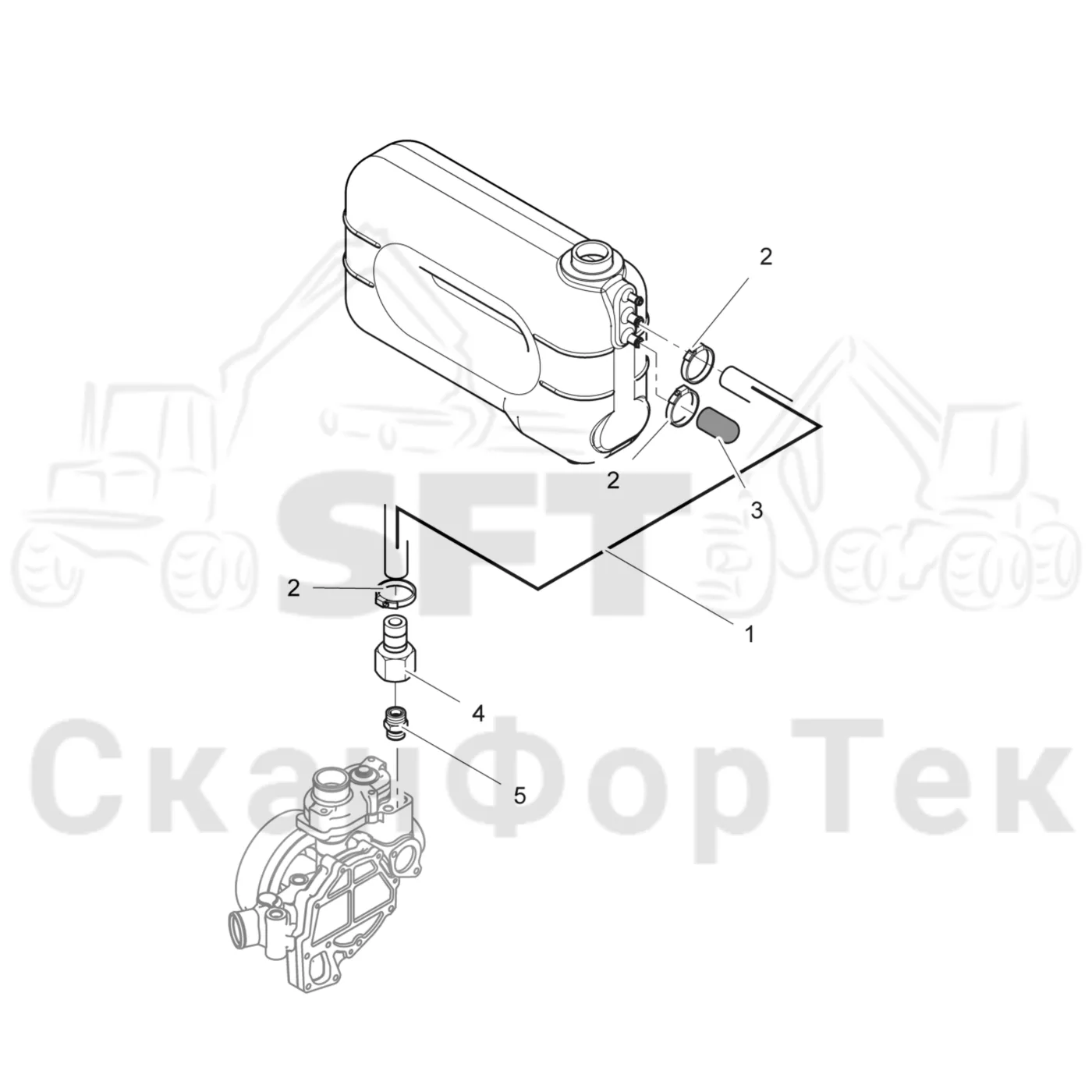 Схема: Komatsu / Лесозаготовительные машины / 901TX .1 / Каталог запасных частей / Двигатель / Stage 2 / TIER 2 / Система охлаждения / Расширительный бак
