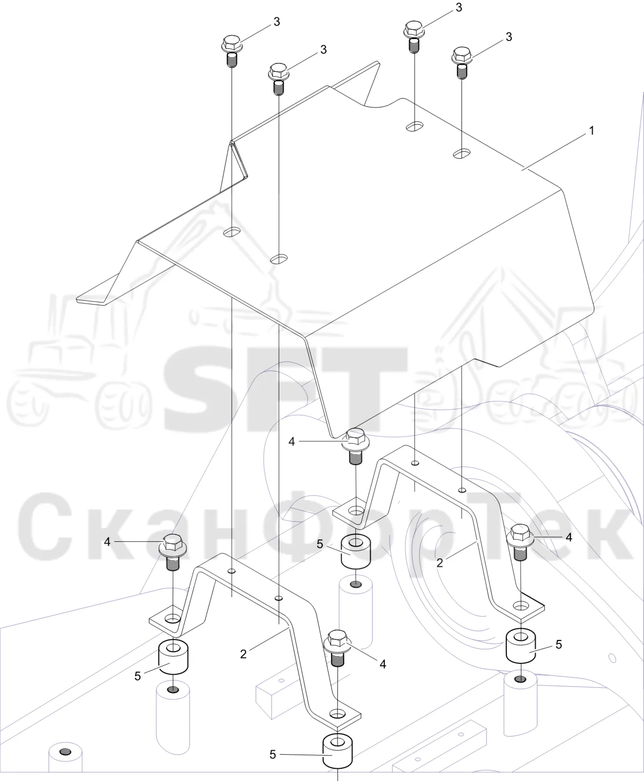 Схема: Komatsu / Лесозаготовительные машины / 931 S/N 9310021067- / Каталог запасных частей / шасси / Инструмент. Корчевка пней / Инструмент. Корчевка пней / защита