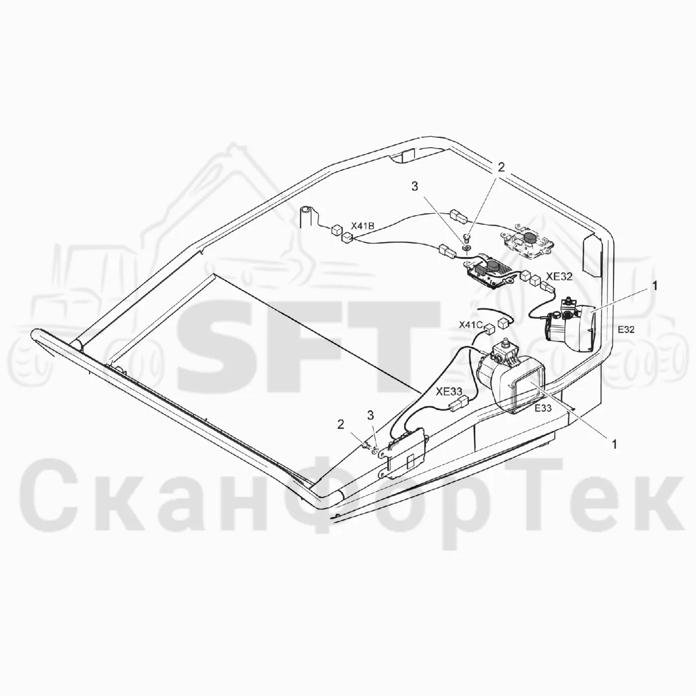 Схема: Valmet / Лесозаготовительные машины / Valmet 901TX / Valmet 901TX / Каталог запасных частей / Кабина / Кабина / Рабочие лампы, ксеноновые / Галогенная лампа освещения крыши
