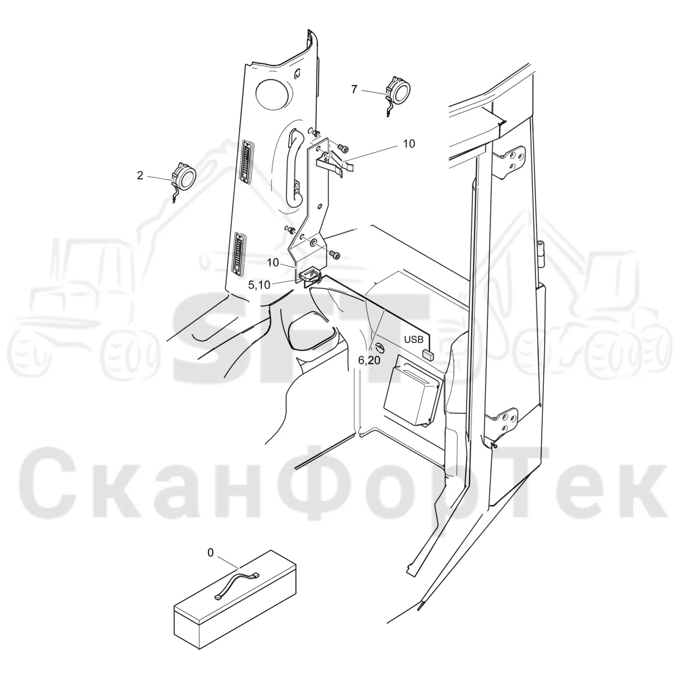 Схема: Valmet / Лесозаготовительные машины / Valmet 901.4 / Valmet 901.4 / Каталог запасных частей / Кабина / Салон / Штангенциркуль / Измерительное оборудование