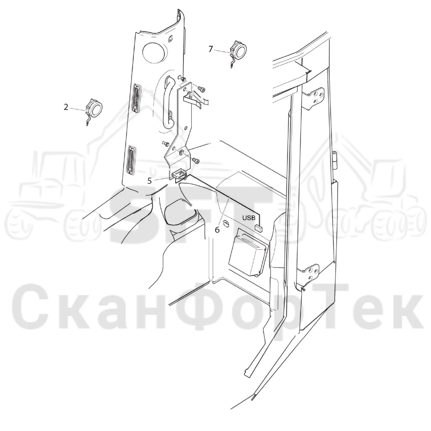 Схема: Komatsu / Лесозаготовительные машины / 911.5 / Каталог запасных частей / Кабина / Салон / Штангенциркуль 9110051391- / Измерительное оборудование