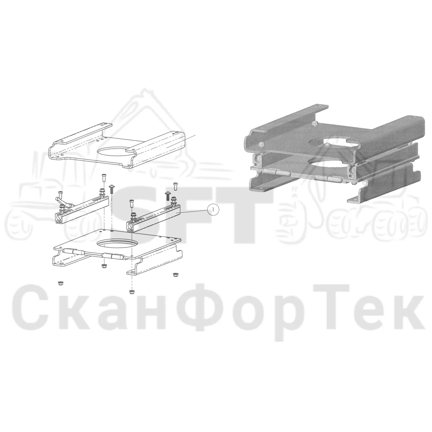 Схема: Komatsu / Лесозаготовительные машины / 901TX .1 / Каталог запасных частей / Кабина / Сиденья / Сиденье KAB Basic / Стойка сиденья