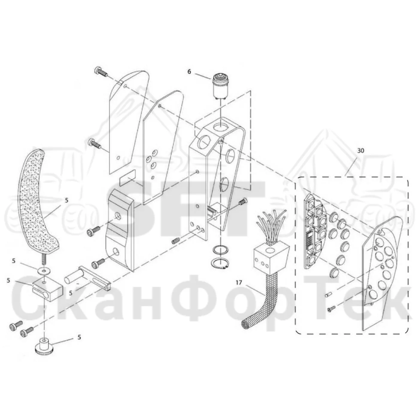Схема: Komatsu / Лесозаготовительные машины / 901TX / Каталог запасных частей / Система управления / Регулятор / Электрический набор EME Рычаг / Ручка манипулятора левая 9011000351-