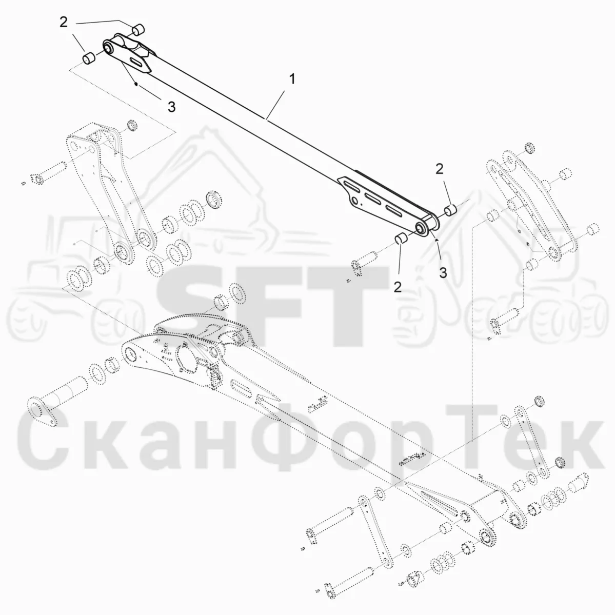 Схема: Komatsu / Лесозаготовительные машины / 931.1 / Каталог запасных частей / Подъемный кран / Основная стрела / Основная стрела 9310011346- / Затяжка