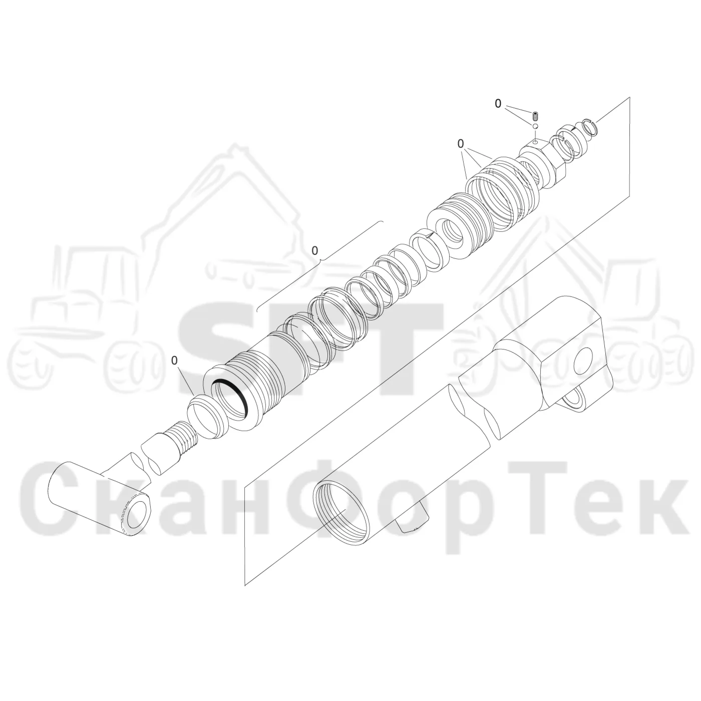 Схема: Komatsu / Лесозаготовительные машины / 901 S/N 9010053267- / Каталог запасных частей / Подъемный кран 200H / Стрела, наружная / Стрела, наружная DT / Запасные части цилиндра