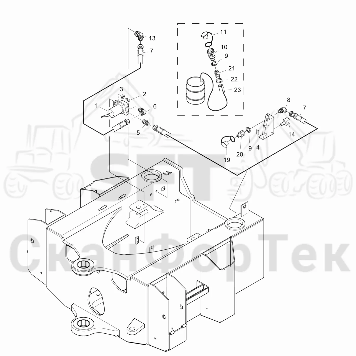 Схема: Komatsu / Лесозаготовительные машины / 901TX .1 / Каталог запасных частей / Двигатель / Stage 2 / TIER 2 / Топливная система / Топливозаправка электронасосом
