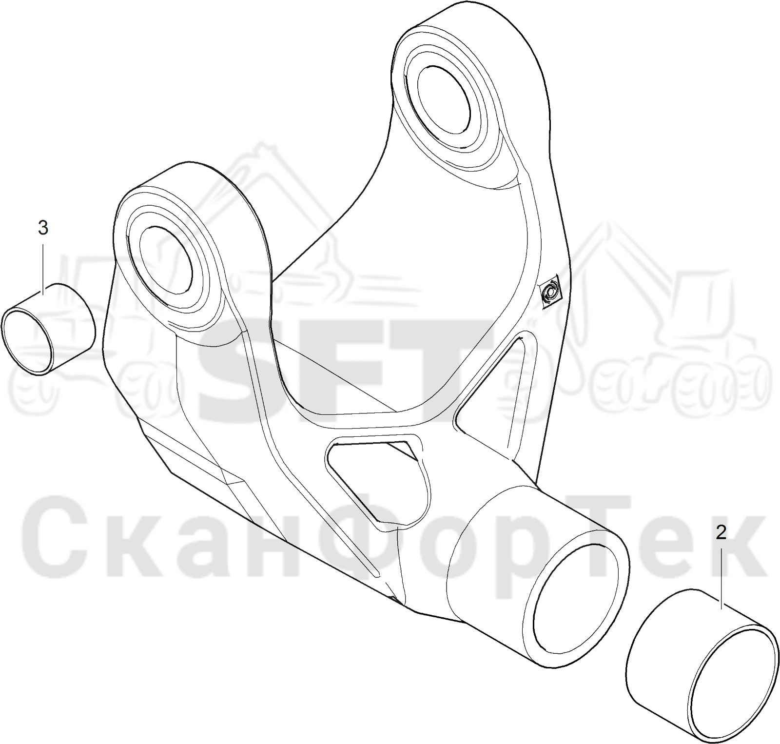 Схема: Komatsu / Лесозаготовительные машины / 901 S/N 9010053267- / Каталог запасных частей / шасси / Оборудование наклона / Механизмы оборудования наклона / Тяга