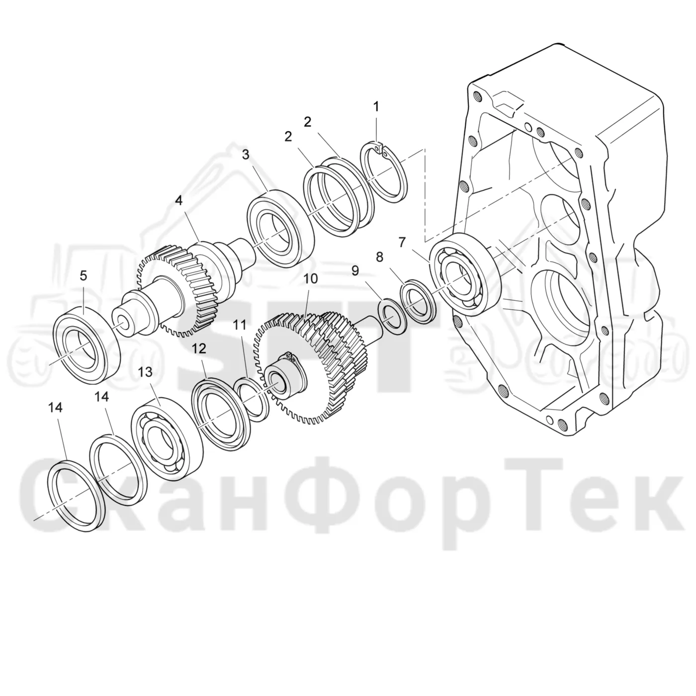Схема: Valmet / Лесозаготовительные машины / Valmet 911.1 / Valmet 911.1 Ch -113010 / Valmet 911.1 Ch. -113010 / Каталог запасных частей / Коробка передач / Редуктор / Редуктор VL 50 / Комплект шечтерен, VL 50