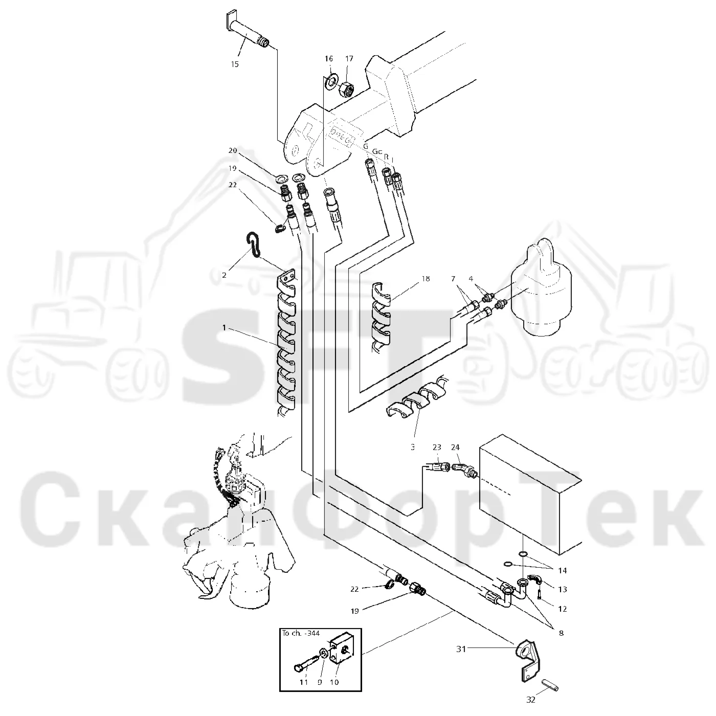 Схема: Valmet / Лесозаготовительные машины / Valmet 921 / Valmet 921 Ch 13271- / Valmet 921 Ch 13271- / Каталог запасных частей / Лесозаготовительное оборудование / Головка лесозаготовительной машины / Valmet 960 / Каталог запасных частей / Valmet 960 / Поворотные устройства и звенья / Aieiaea iiauaiiiai e?aia, 1400