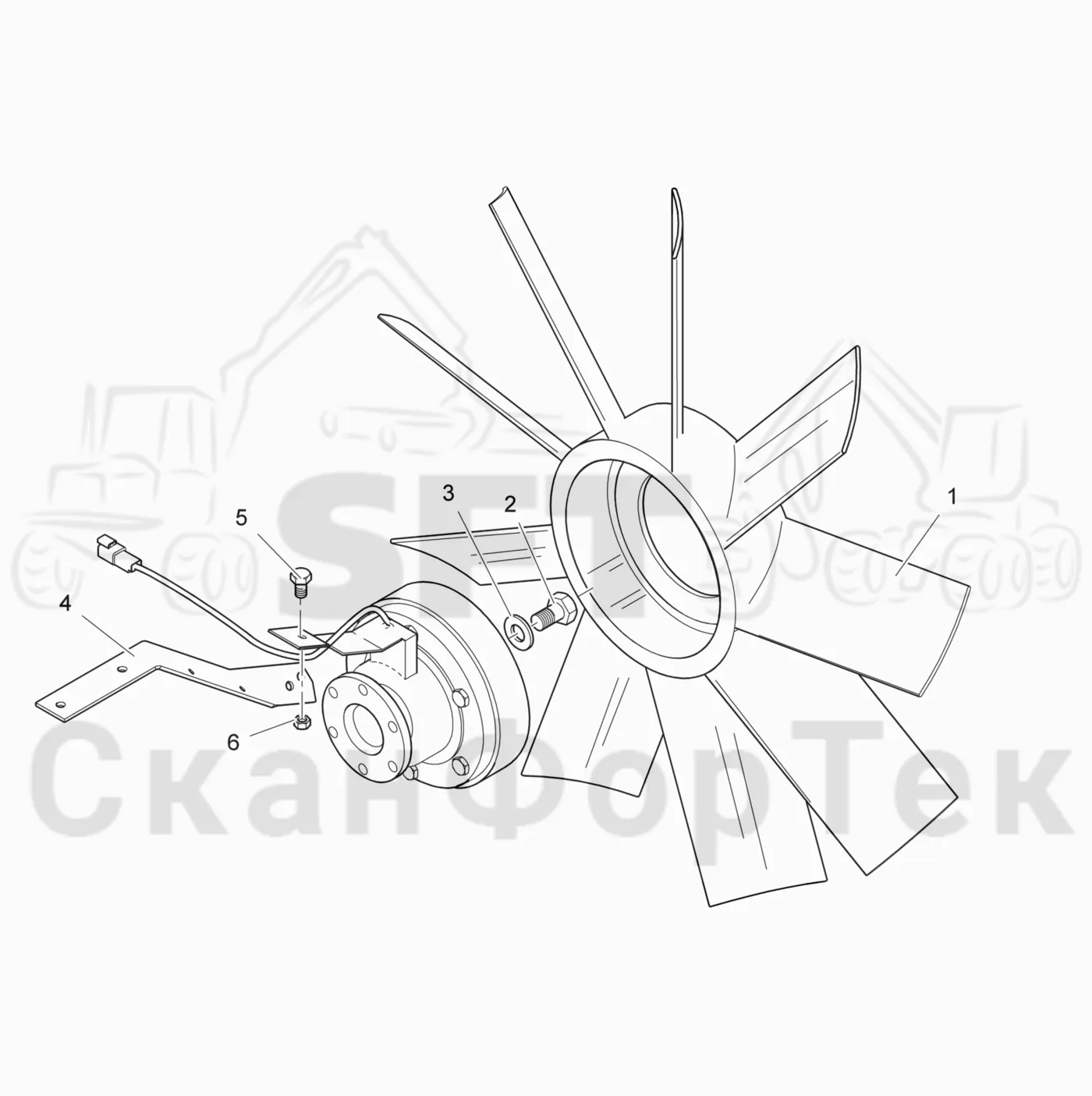 Схема: Valmet / Лесозаготовительные машины / Valmet 941.1 / Valmet 941.1 / Каталог запасных частей / Двигатель / Система охлаждения / Вентилятор / Вентилятор Visco