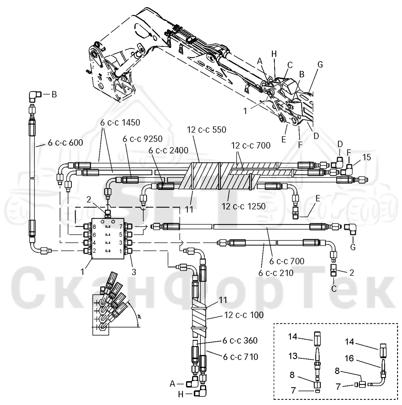 Схема: Valmet / Форвардер / Valmet 860.1 / Valmet 860.1 Ch. -115420 / Valmet 860.1 Ch. -115420 / Каталог запасных частей / Вторая стрела / Оборудование / Смазка / Центральная смазка 40822- / Смазка
