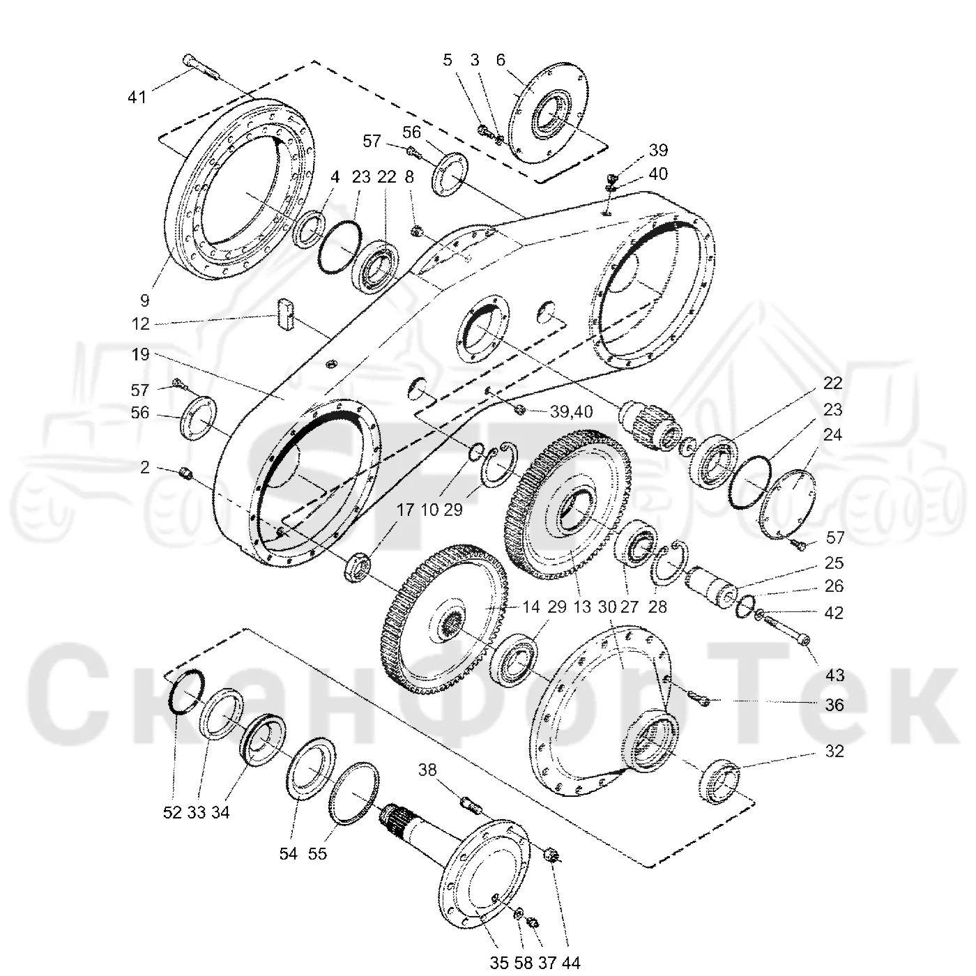 Схема: Valmet / Лесозаготовительные машины / Valmet 921 / Valmet 921 Ch 13271- / Valmet 921 Ch 13271- / Каталог запасных частей / Коробка передач / Мост каретки / Агрегат каретки / каретки