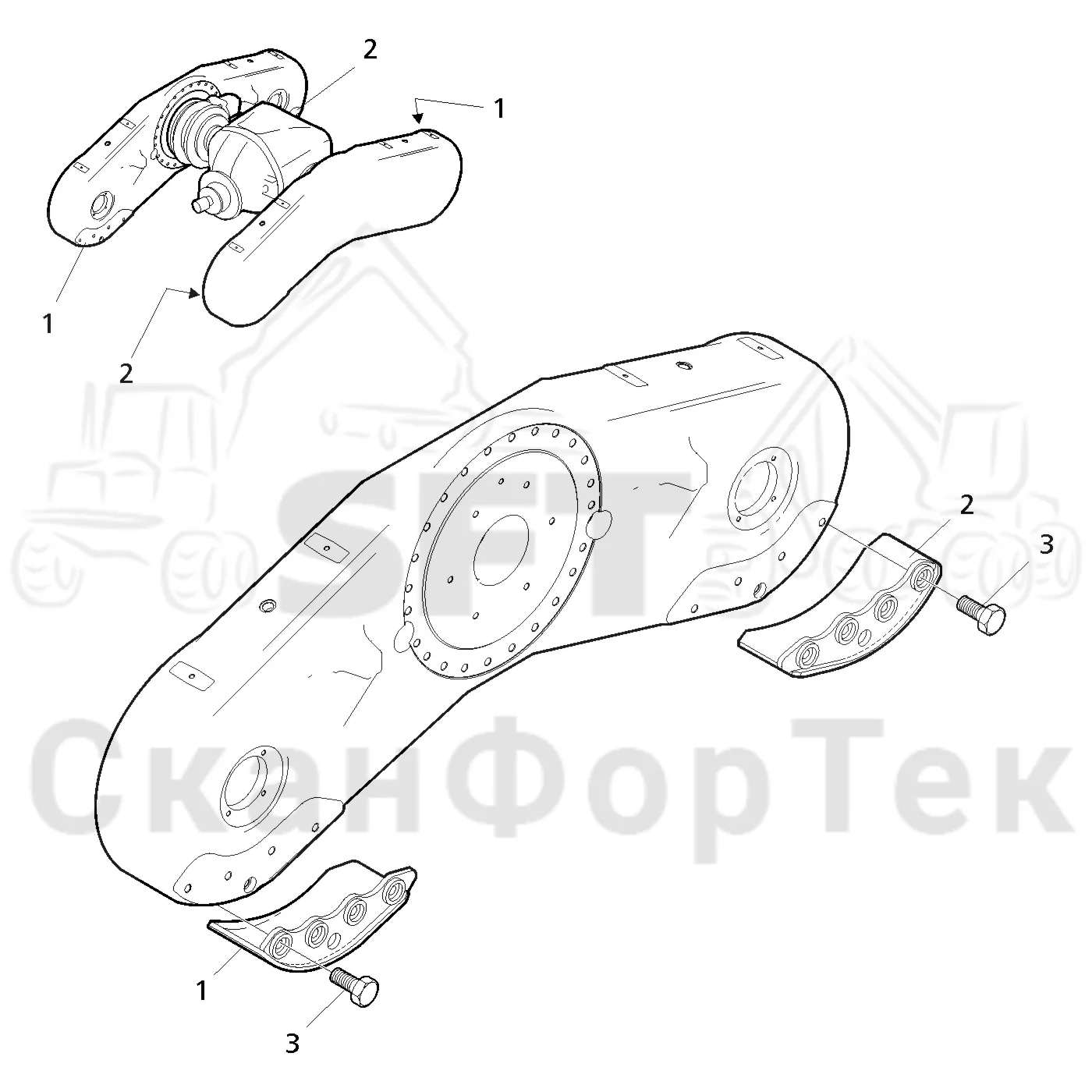 Схема: Valmet / Форвардер / Valmet 890.1 / Valmet 890.1 Ch. 117351-, 119441- / Valmet 890.1 Ch. 117351-, 119 / Каталог запасных частей / Коробка передач / Мост каретки / каретки / защита