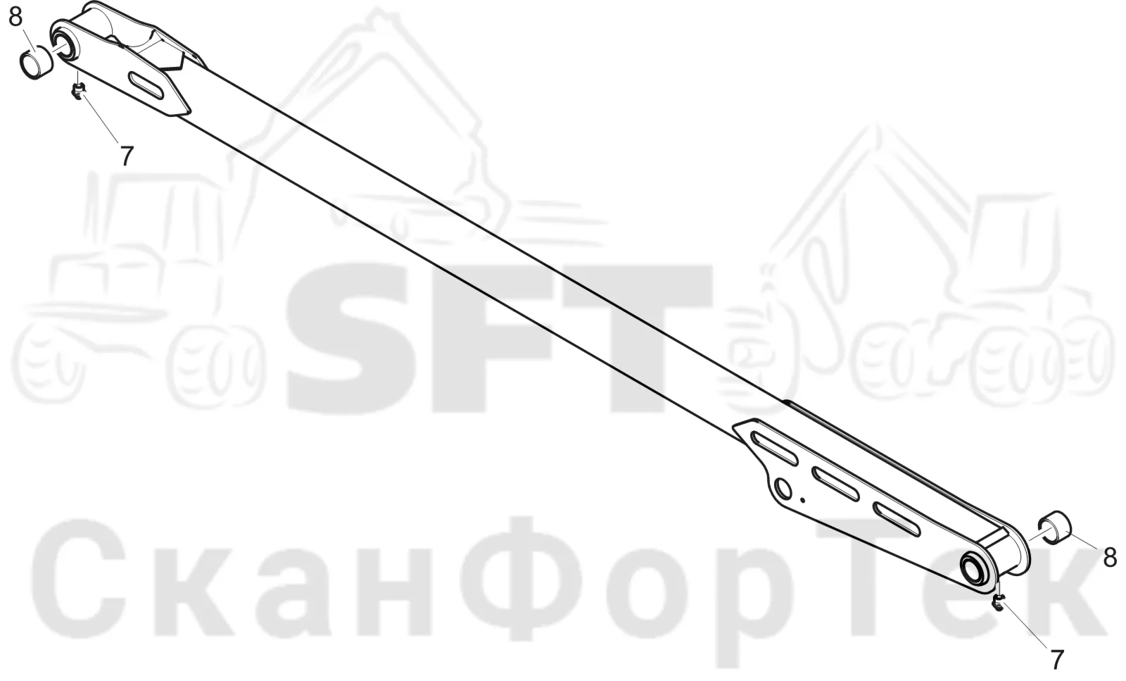 Схема: Komatsu / Лесозаготовительные машины / 901TX .1 / Каталог запасных частей / Подъемный кран / Основная стрела / Основная стрела / Затяжка