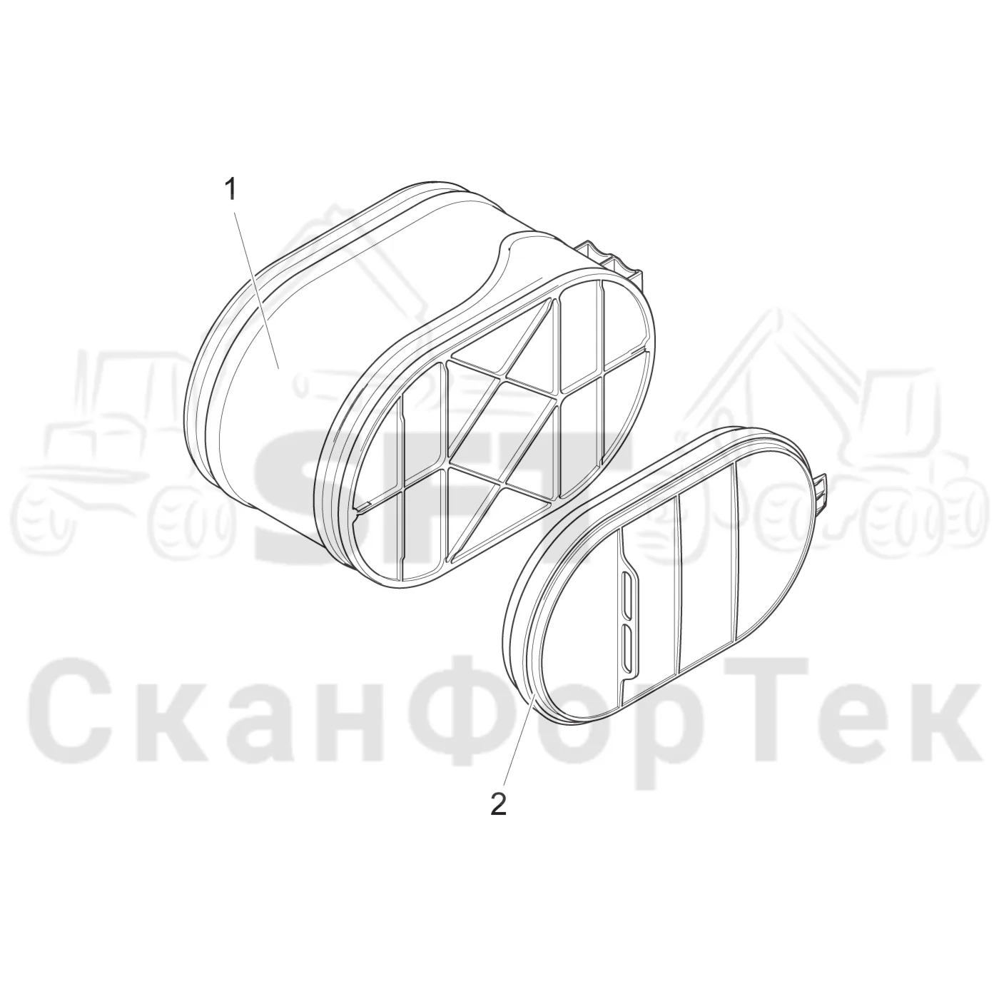 Схема: Komatsu / Лесозаготовительные машины / 911 S/N 9110062167- / Каталог запасных частей / Двигатель / Stage 2 / TIER 2 / Впуск - выпуск / Воздушный фильтр