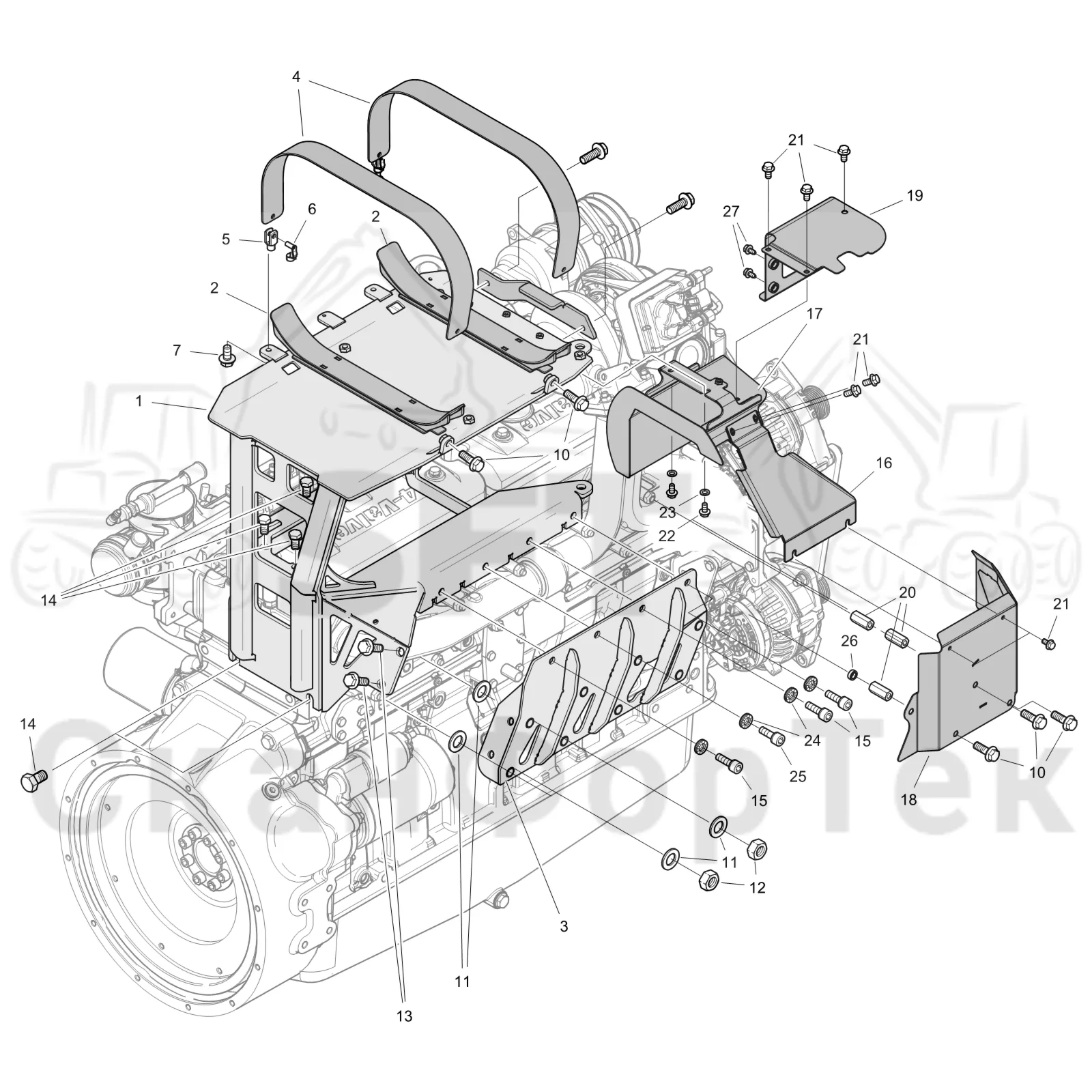 Схема: Komatsu / Лесозаготовительные машины / 931XC S/N 9313021208- / Каталог запасных частей / Двигатель / Tier 4 Final/US / Впуск - выпуск / Монтаж SCR
