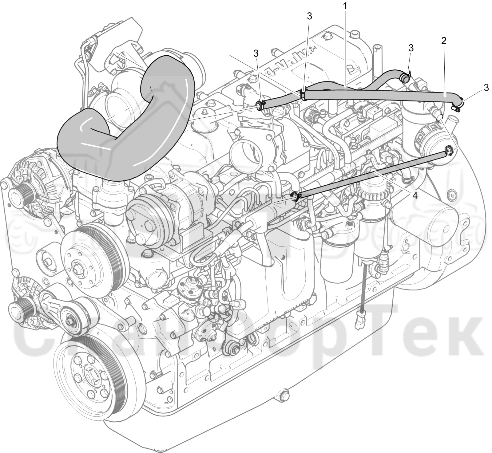 Схема: Komatsu / Лесозаготовительные машины / 911 S/N 9110062167- / Каталог запасных частей / Двигатель / Stage 4 / Блок двигателя / Сапун картера