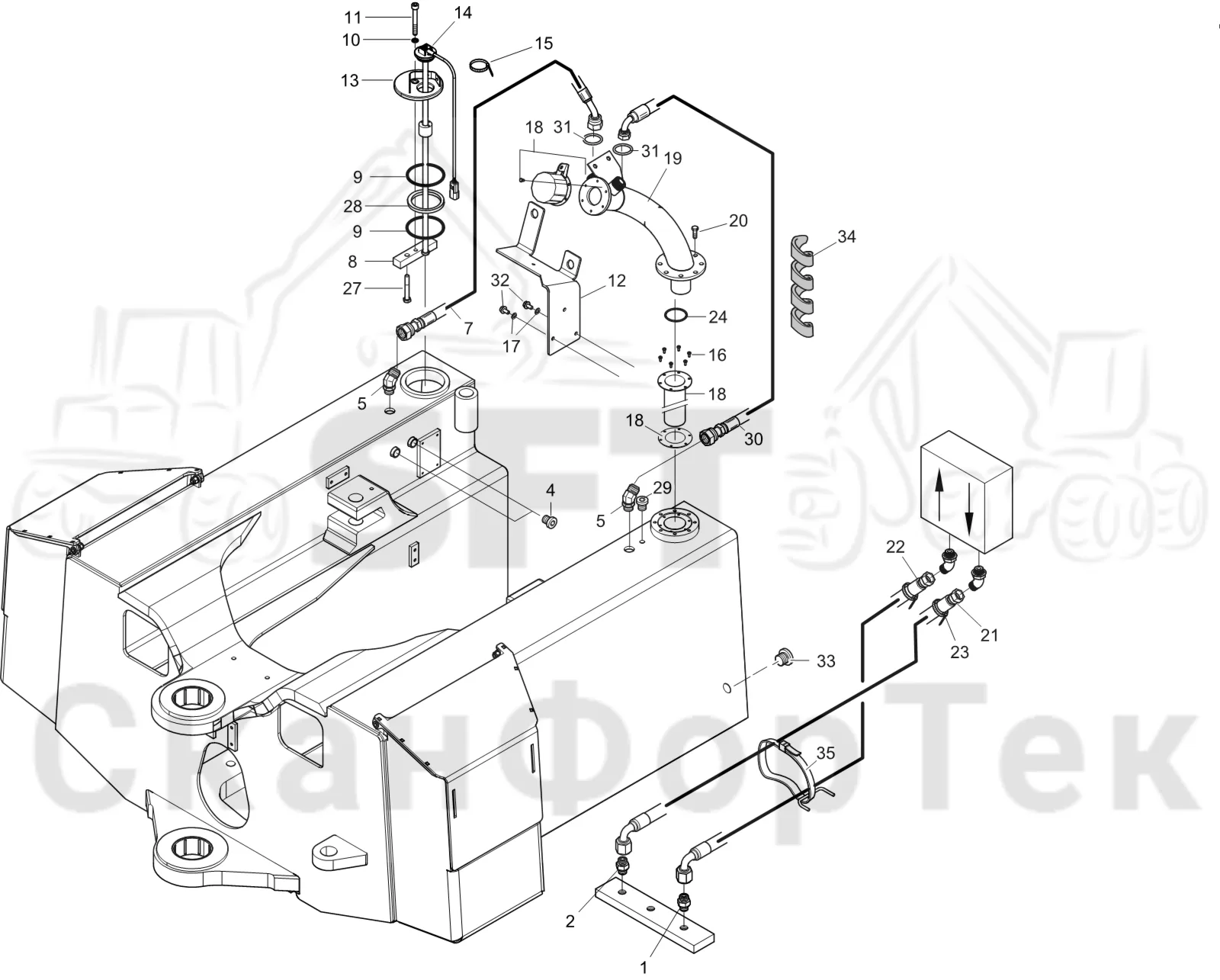 Схема: Komatsu / Лесозаготовительные машины / 951 S/N 9510004367- / Каталог запасных частей / Двигатель / Stage 2 / TIER 2 / Топливная система / Топливная система