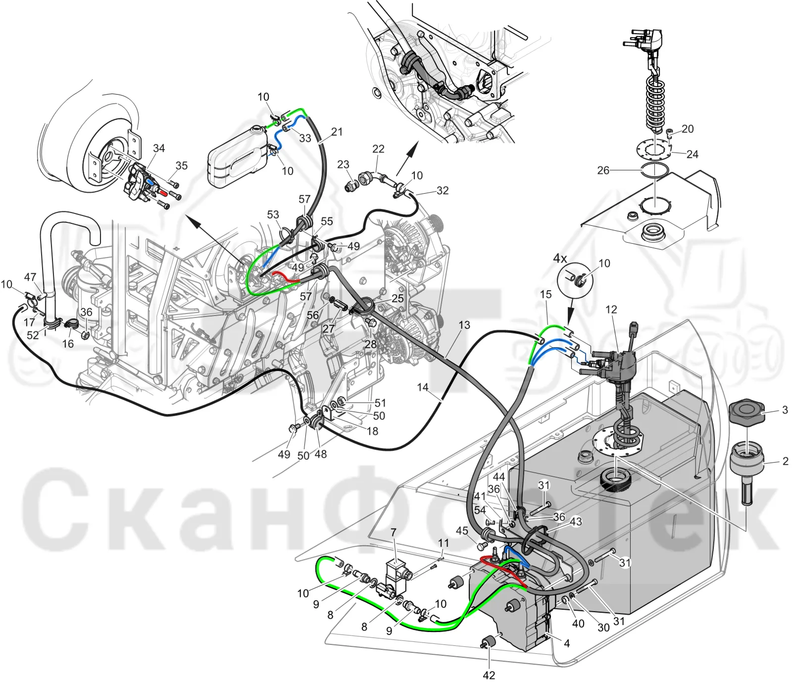 Схема: Komatsu / Лесозаготовительные машины / 911 S/N 9112062167- / Каталог запасных частей / Двигатель / Tier 4 Final/US / Топливная система / Инжекторный насос Adblue®/DEF